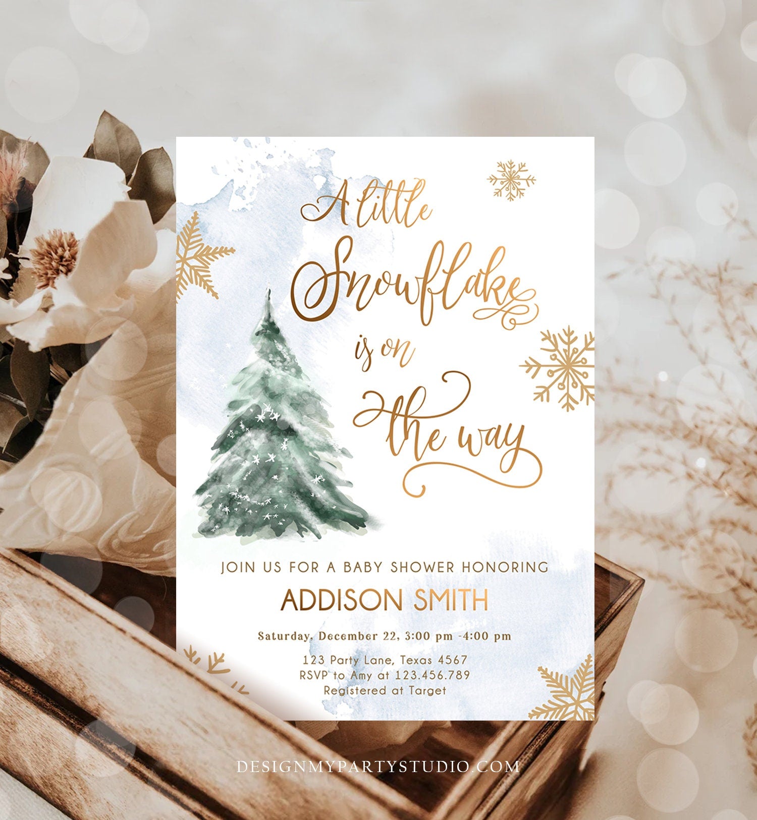 Editable Little Snowflake on The Way Baby Shower Invitation Winter Baby Shower Baby Its Cold Outside Digital Template Printable 0363