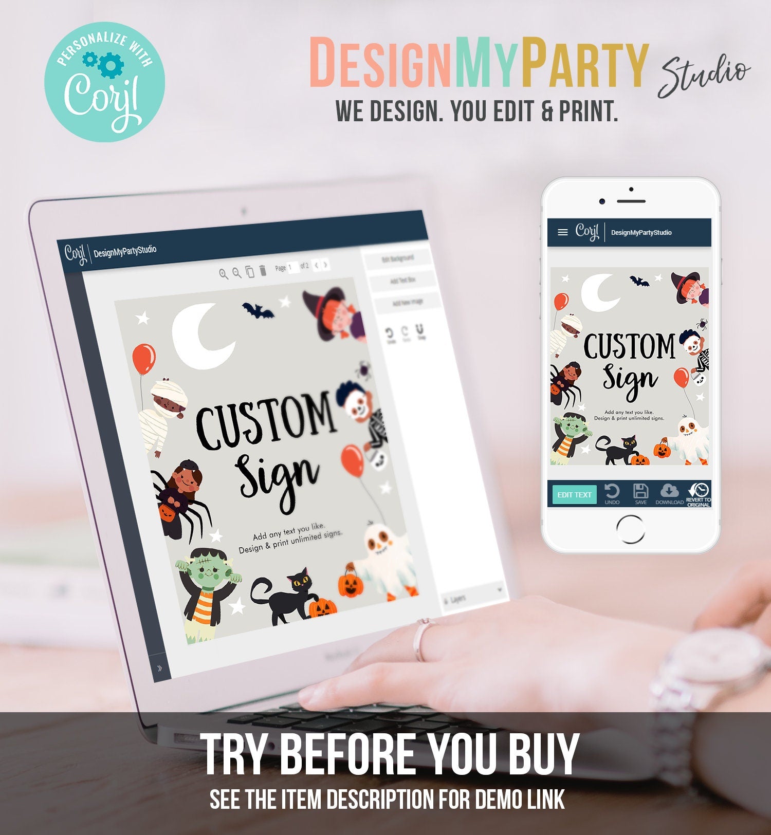 Editable Custom Halloween Sign Birthday Ghost Costume Kids Spooky Spooktacular Monster With Mummy Table 8x10 Corjl Template Printable 0473