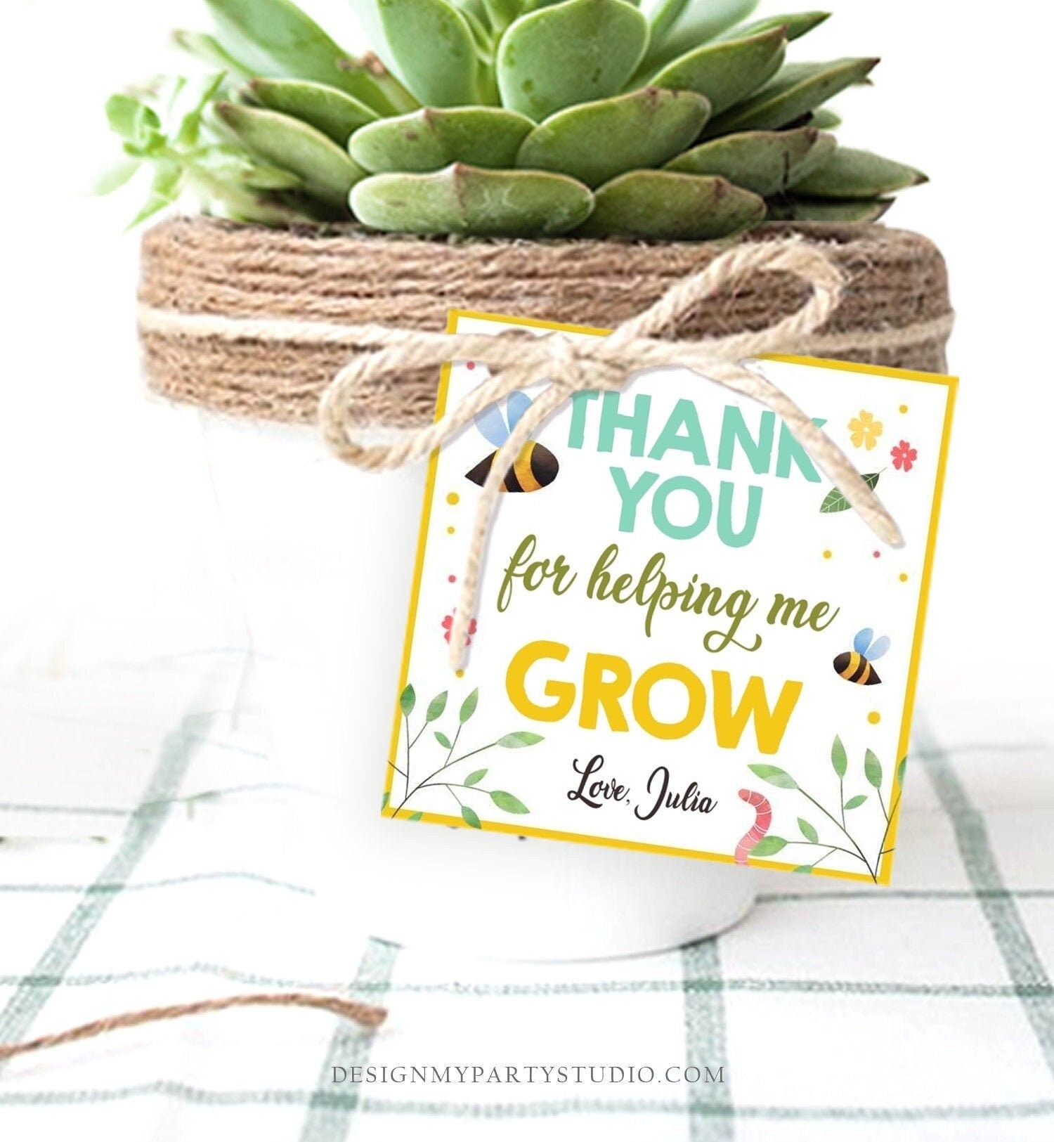 Editable Teacher Appreciation Tag Thank You for Helping me Grow Succulent Thank You Cactus Plant Tag Download Corjl Template Printable 0464