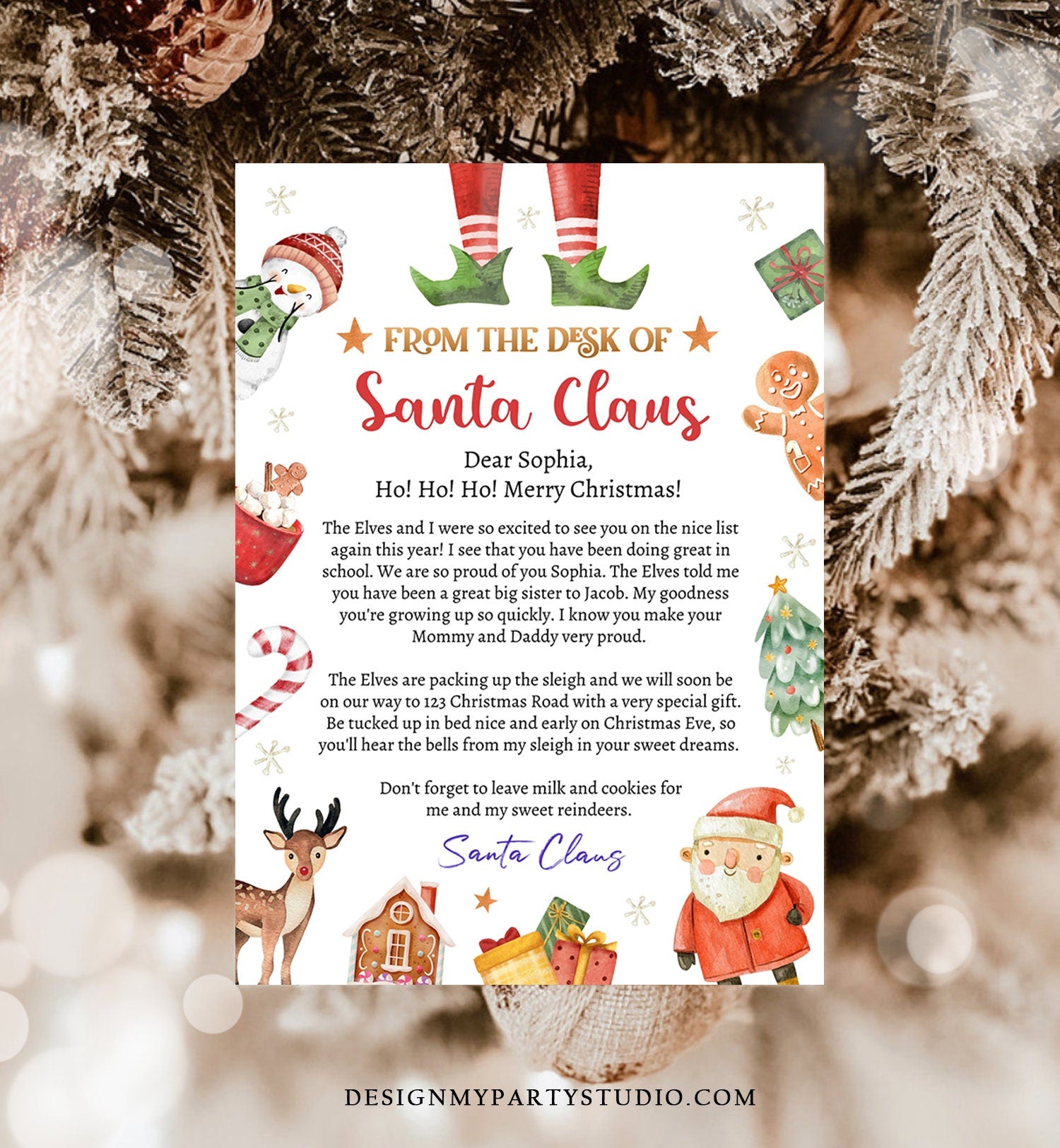 Editable Personalized Letter from Santa Claus From The Desk of Santa Christmas Eve North Pole Mail Download Printable Template 0445