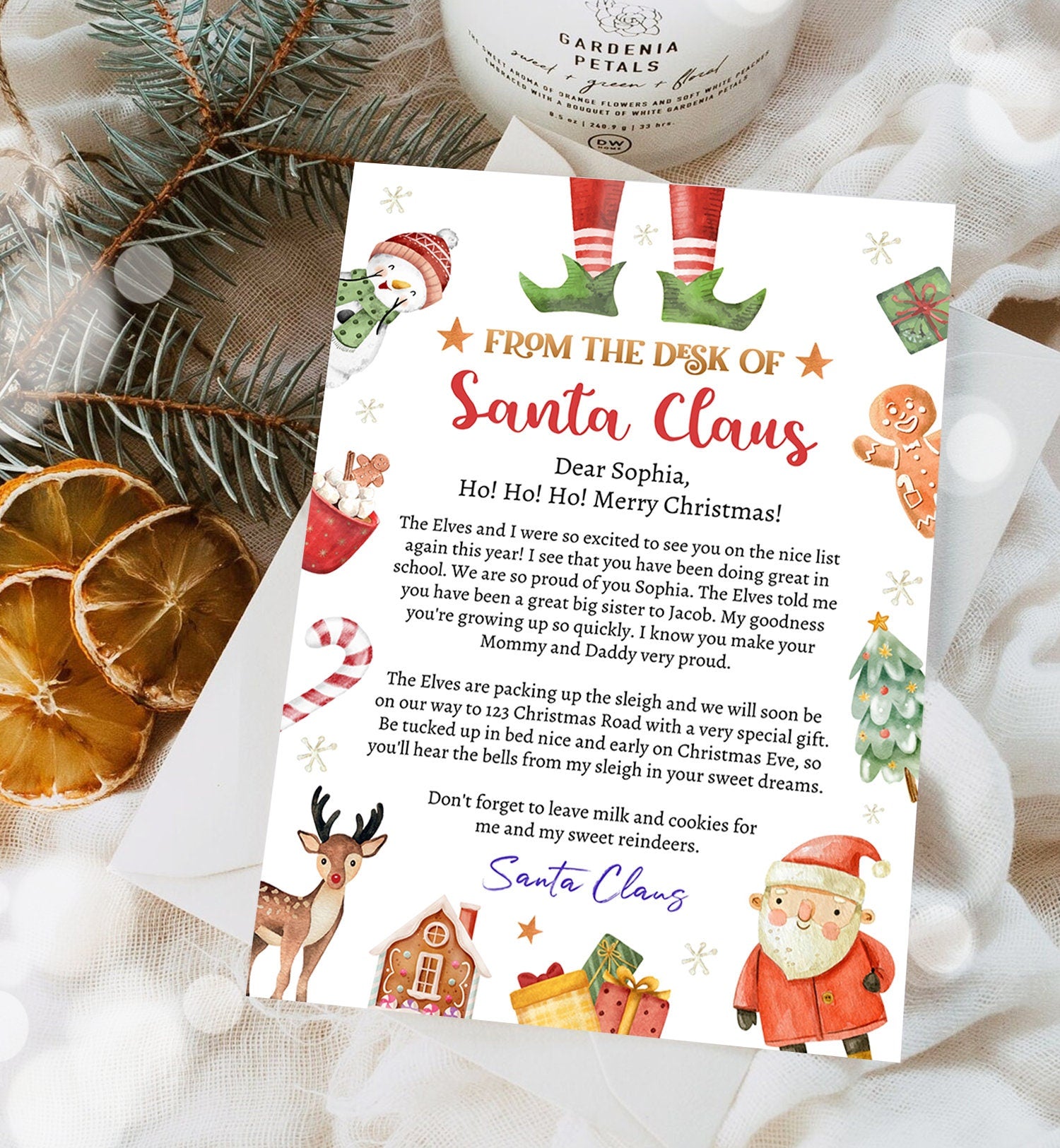 Editable Personalized Letter from Santa Claus From The Desk of Santa Christmas Eve North Pole Mail Download Printable Template 0445