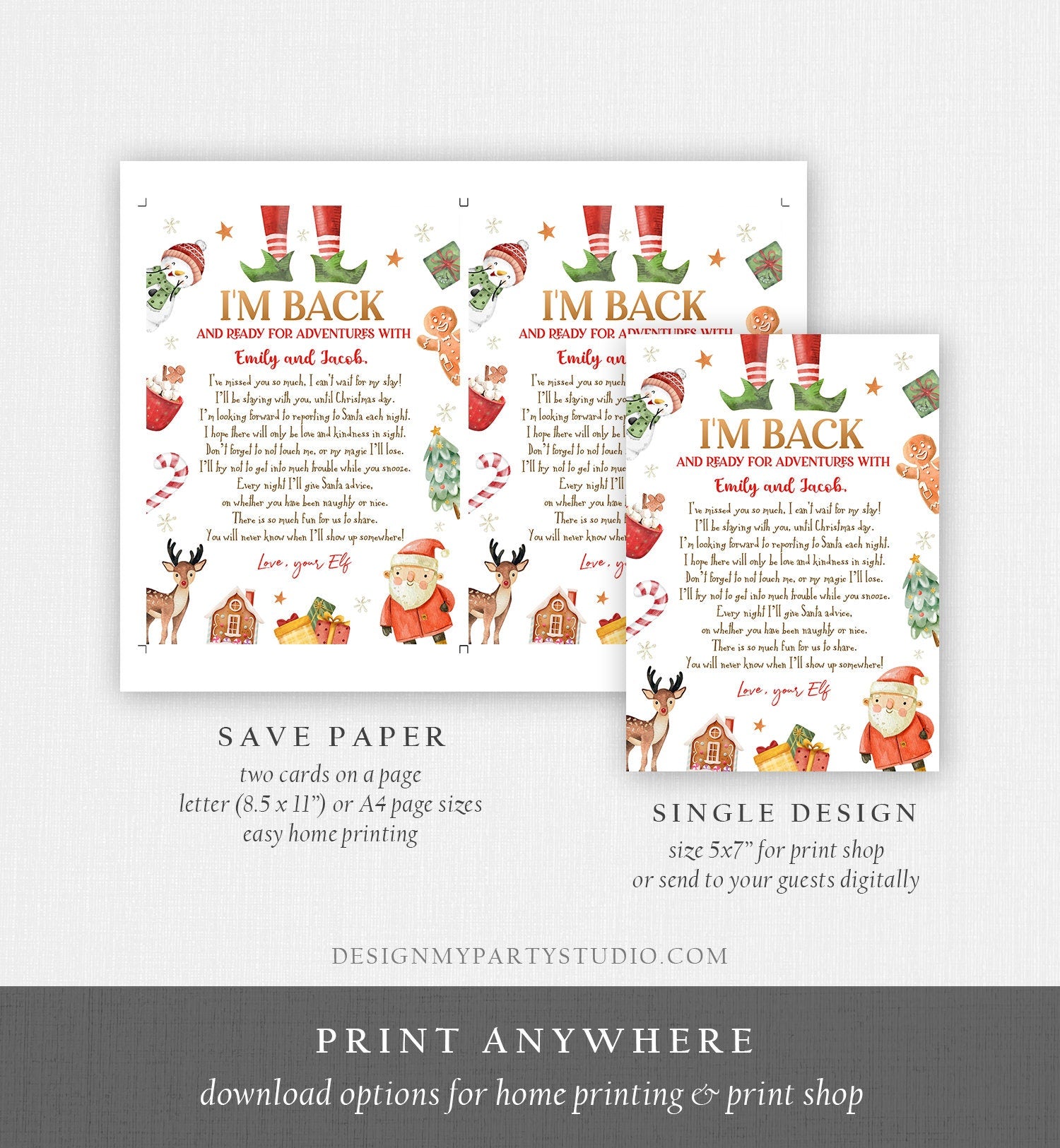 Editable Elf Arrival Letter Return Letter Christmas Elf I'm Back Elf Welcome Christmas Elf Letter From Your Elf Printable Template 0445