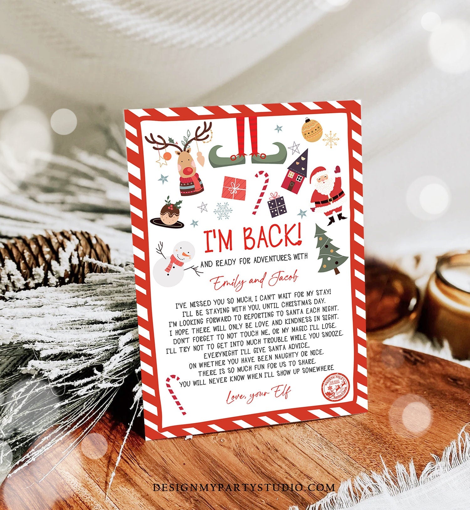 Editable Elf Arrival Letter Return Letter Christmas Elf I'm Back Elf Welcome Christmas Elf Letter From Your Elf Printable Template 0496