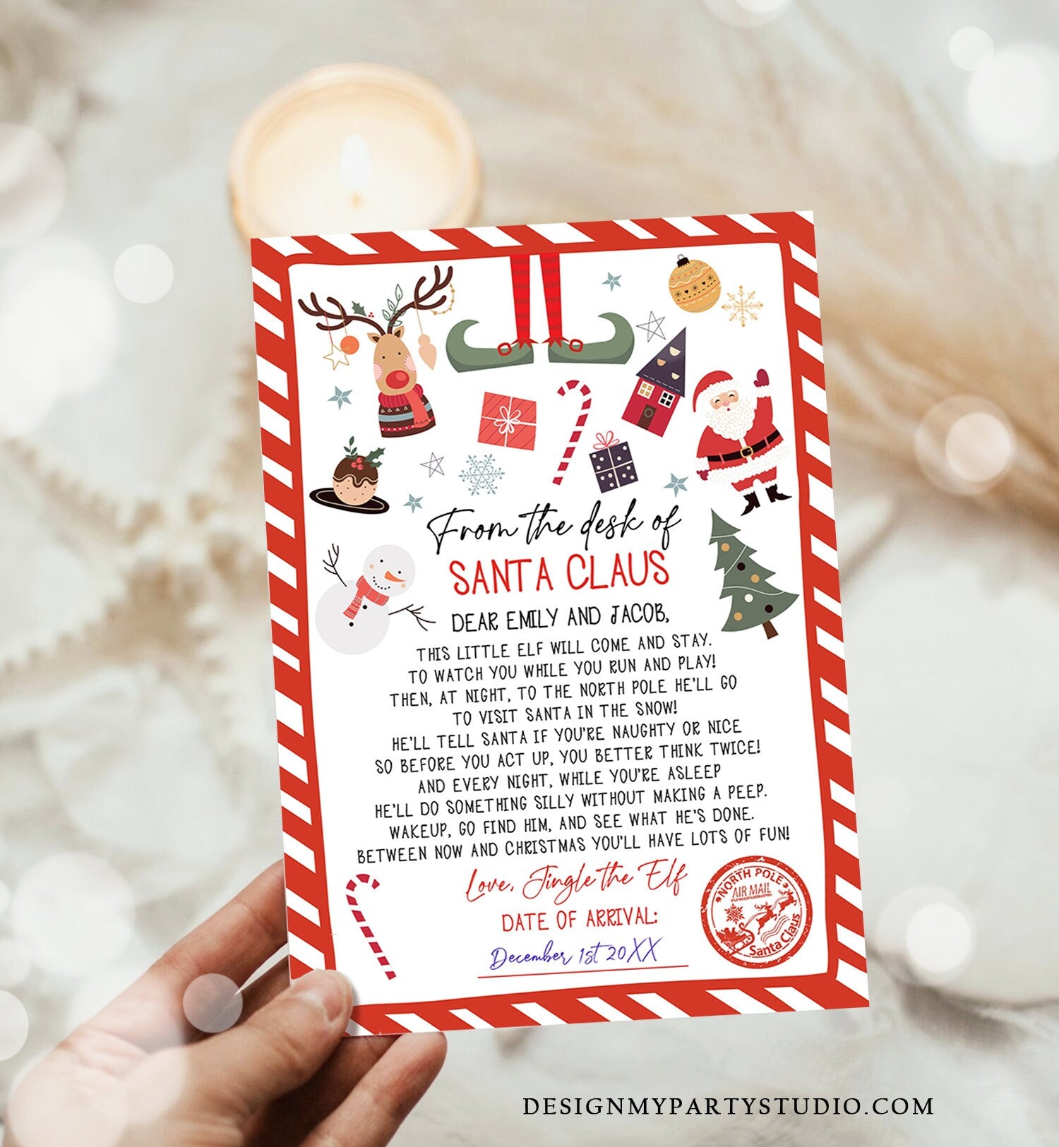 Editable First Time Elf Arrival Letter Return Letter Christmas Elf I'm Back Elf Welcome Christmas Elf Santa Claus Printable Template 0496