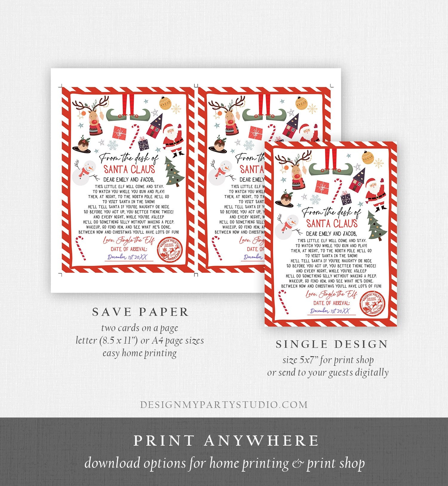 Editable First Time Elf Arrival Letter Return Letter Christmas Elf I'm Back Elf Welcome Christmas Elf Santa Claus Printable Template 0496