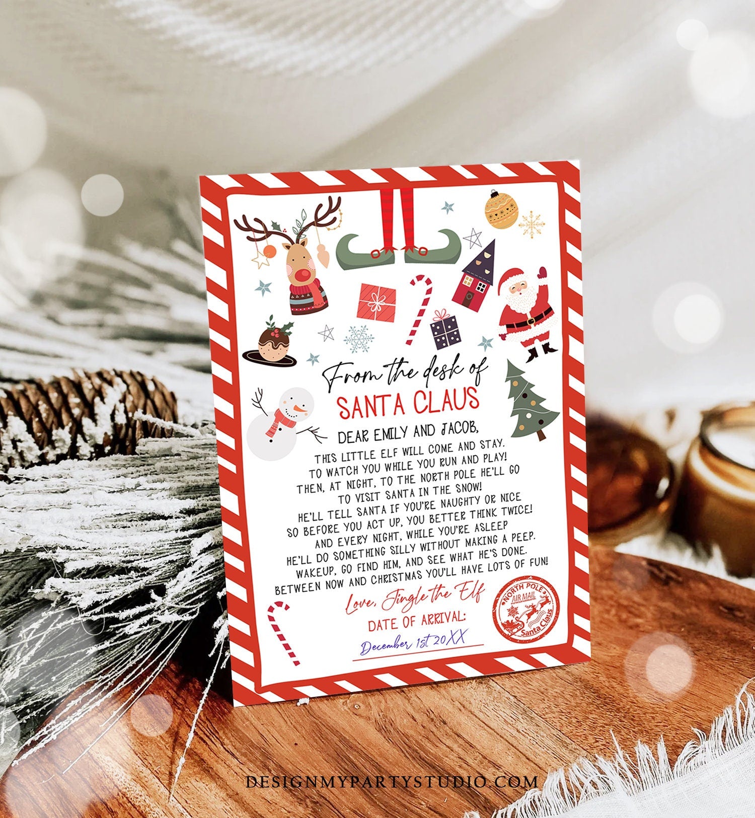 Editable First Time Elf Arrival Letter Return Letter Christmas Elf I'm Back Elf Welcome Christmas Elf Santa Claus Printable Template 0496