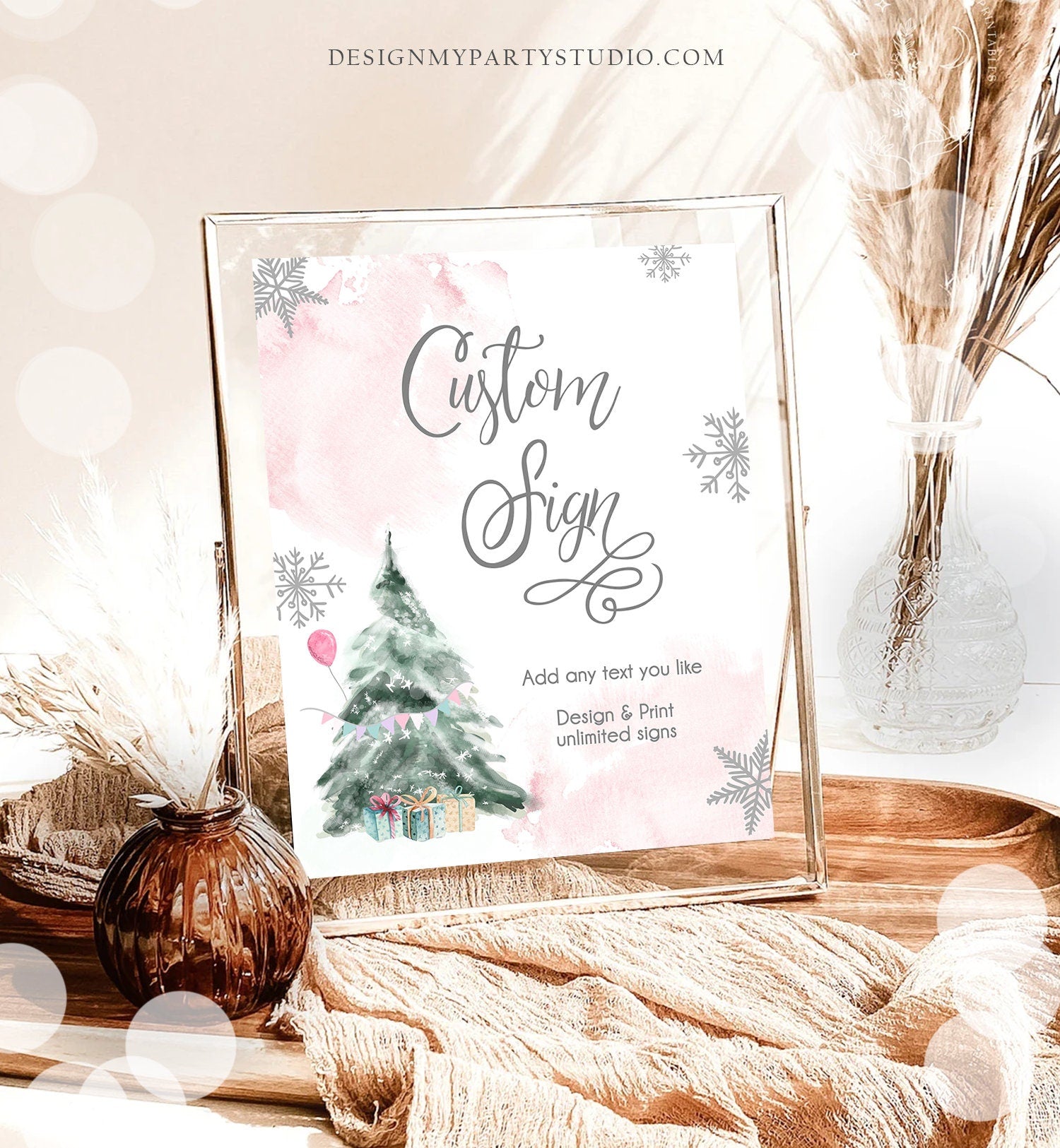 Editable Custom Sign Winter Birthday Sign Winter Onederland Decor 1st Birthday Party Its Cold Outside 8x10 Digital Template Printable 0363