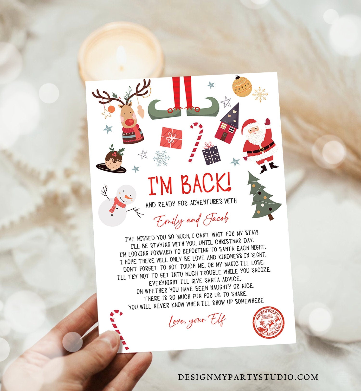 Editable Elf Arrival Letter Return Letter Christmas Elf I'm Back Elf Welcome Christmas Elf Letter From Your Elf Printable Template 0496