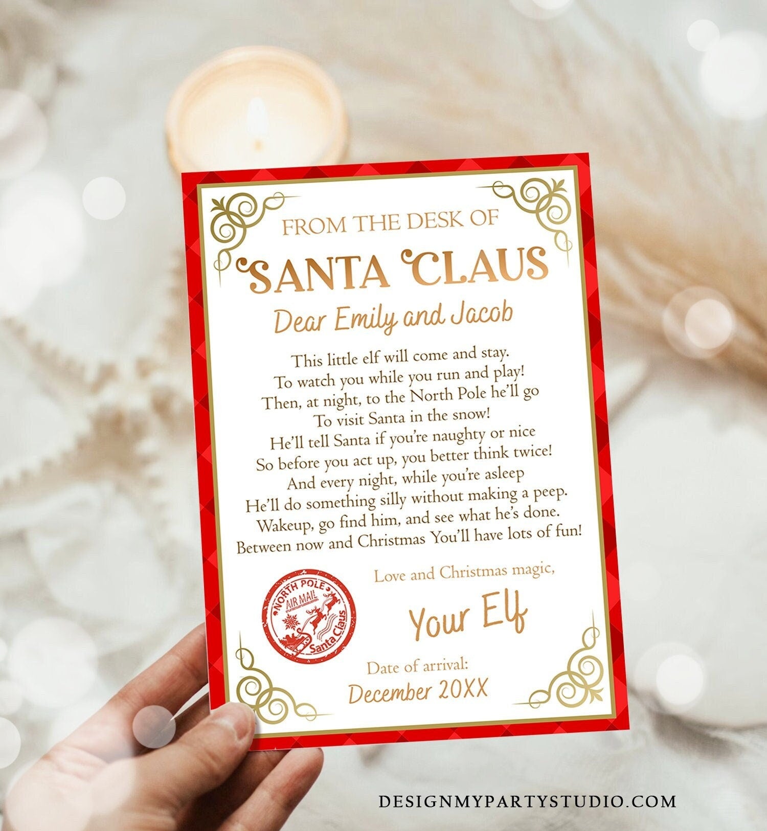 Editable First Time Elf Arrival Letter Return Letter Christmas Elf I'm Back Elf Welcome Christmas Elf Santa Claus Printable Template 0497