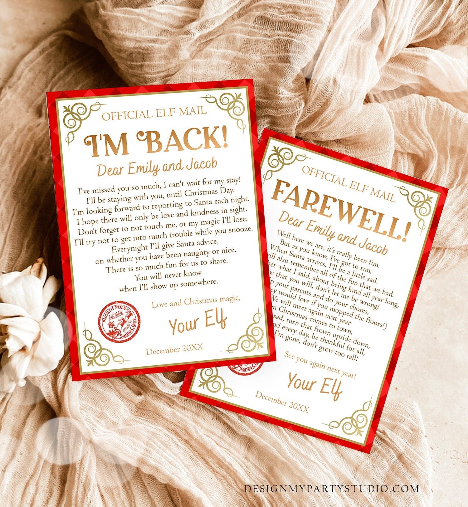 Editable Elf Arrival Letter Return Letter Christmas Elf I'm Back Elf Welcome Goodbye Farewell Elf Letters Digital Printable Template 0497