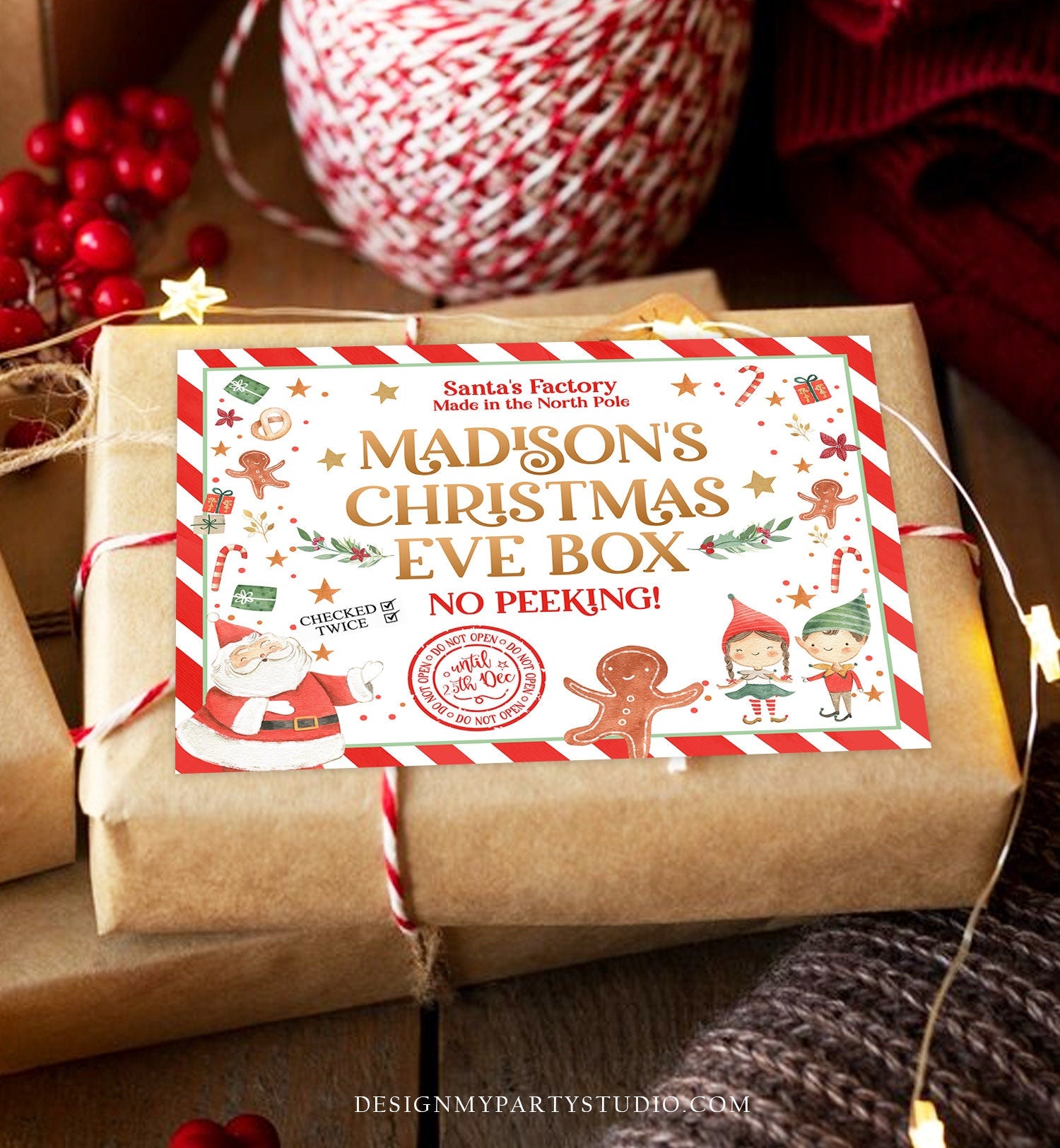 Editable Christmas Eve Box Label Personalized Christmas Eve Box Special Delivery Night Before Tradition Children Printable Template 0358