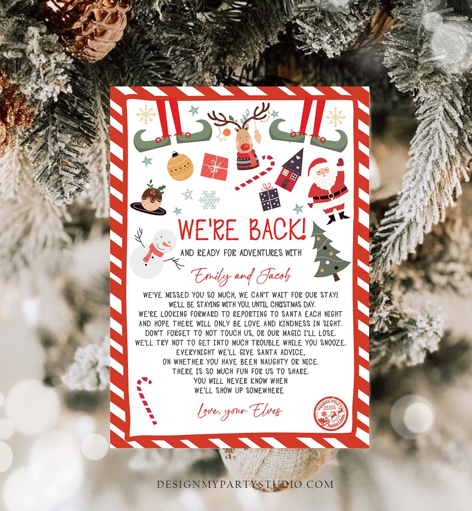 Editable Elf Arrival Letter Return Letter Christmas Elf We're Back Elf Welcome Hello Letter from Elves Boy and Girl Printable Template 0496