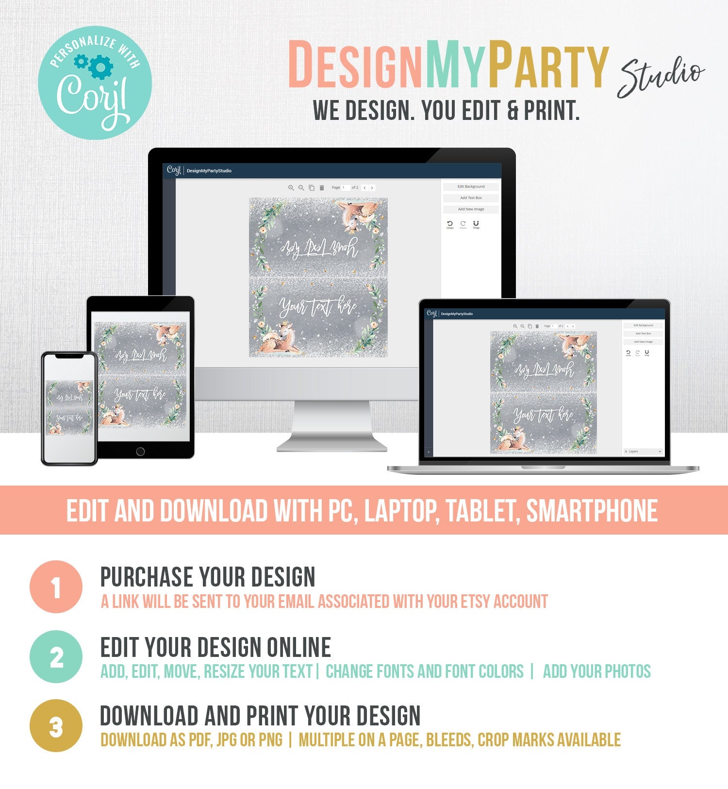 Editable Winter Deer Food Tent Label Place Card Baby It's Cold Outside Girl Birthday Baby Shower Digital Download Template Printable 0265