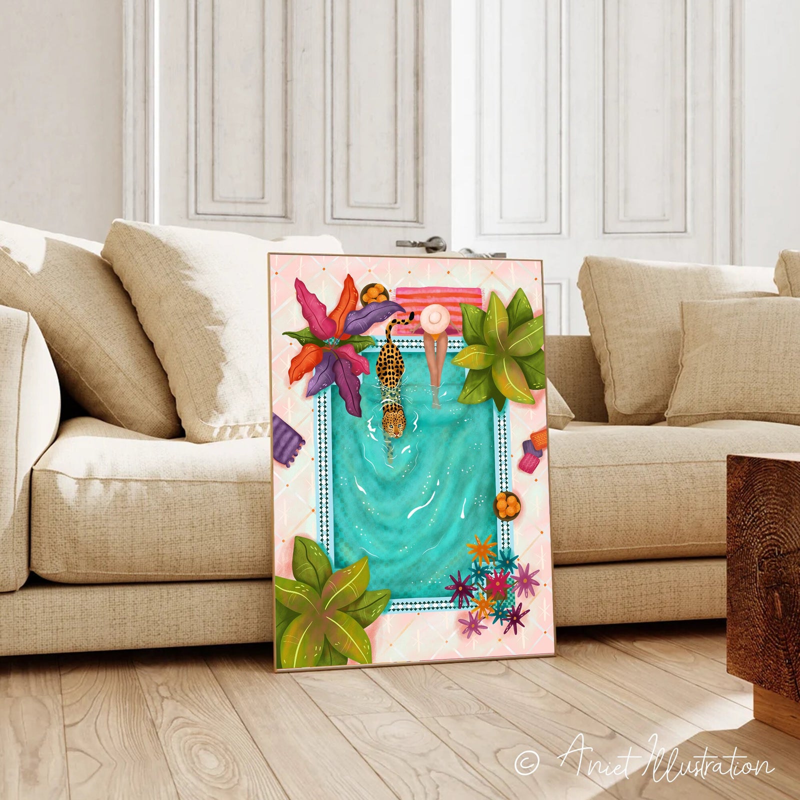 Morocco Art Print Leopard Wall Art Leopard Print Moroccan Animal Nursery Pool Tropical Jungle Print Boho Housewarming Gift Travel poster