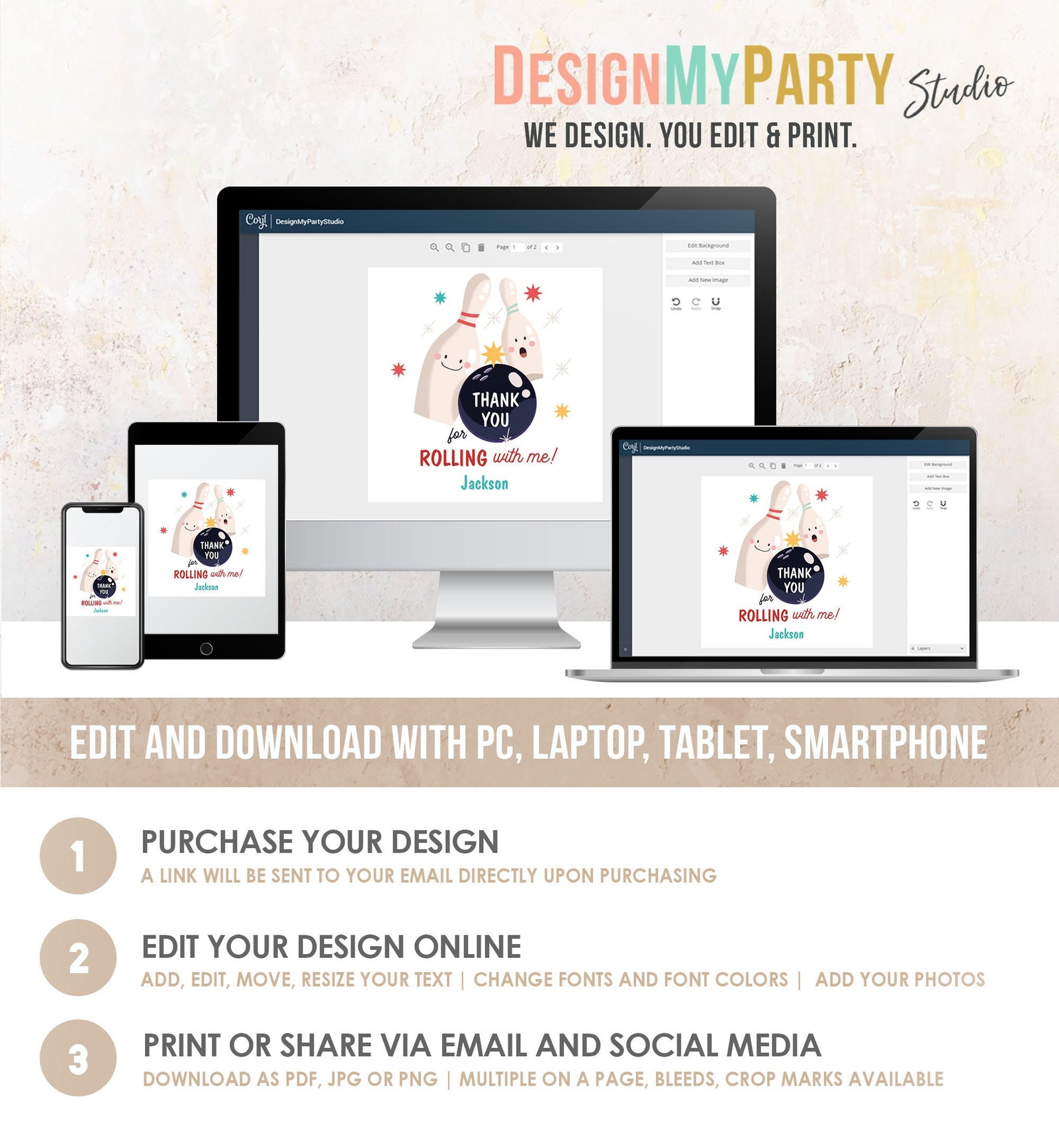 Editable Bowling Favor tag Bowling Party Boy Bowling Thank you tag Label Sticker Rolling With Me Bowling Birthday Digital Download 0505