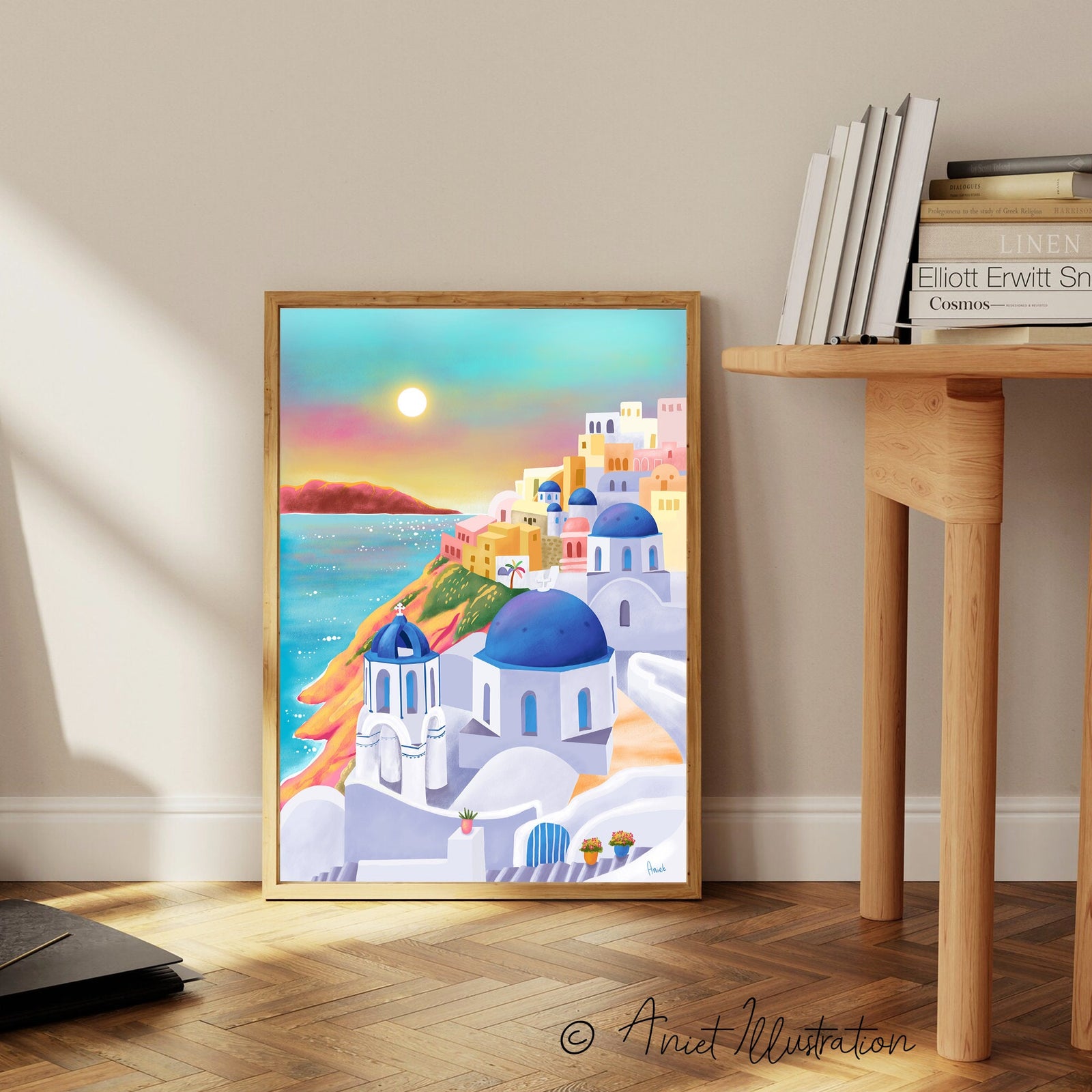 Santorini Art Print Greece Art Poster Santorini Wall Art Travel Print Europe Print Wall Decor Housewarming Gift Anniversary Travel 0511