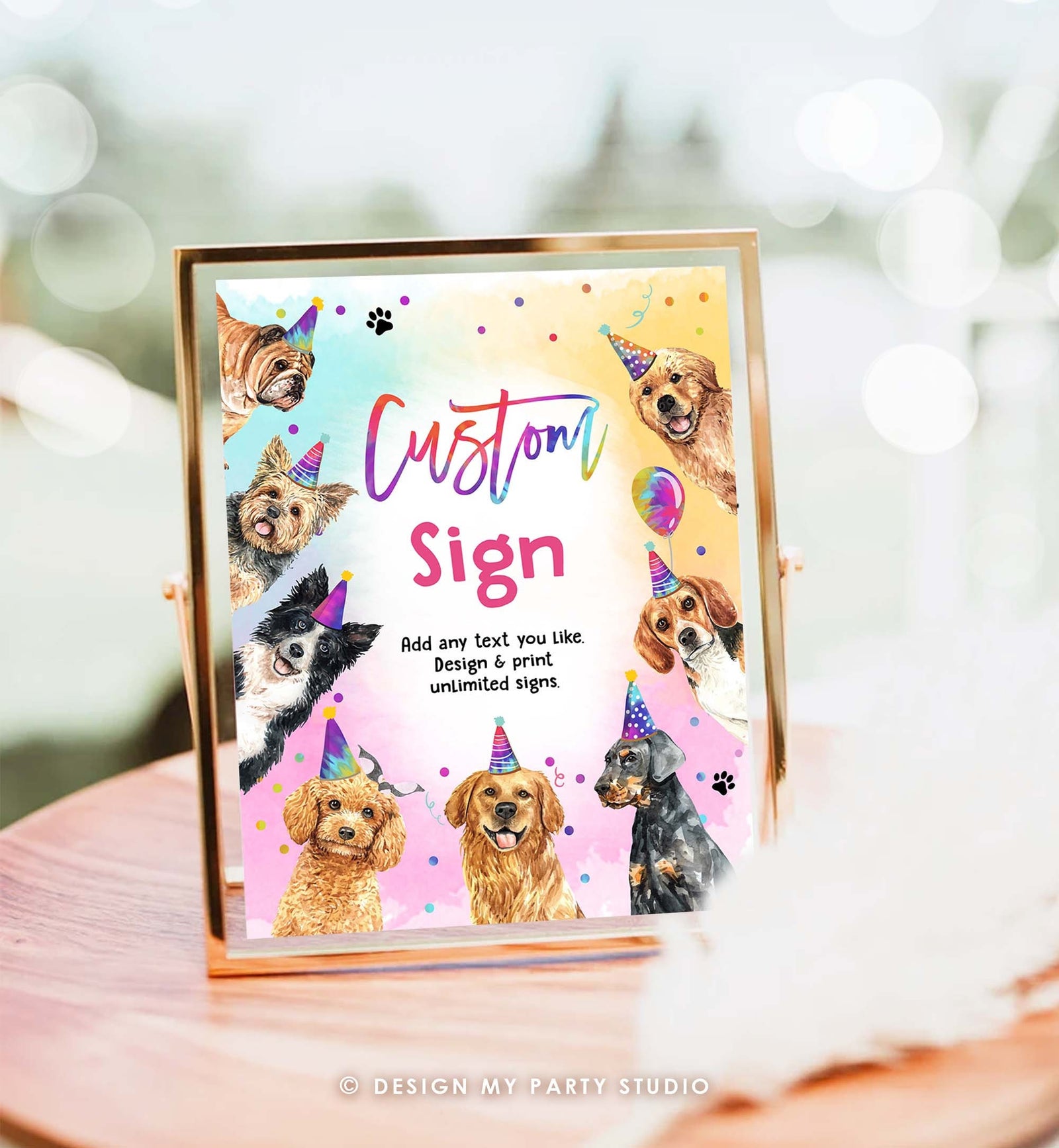 Editable Dogs Custom Sign Dogs and Puppies Birthday Party Sign Puppy Girl Boy Pawty Decor Party Animals 8x10 Download Printable 0460