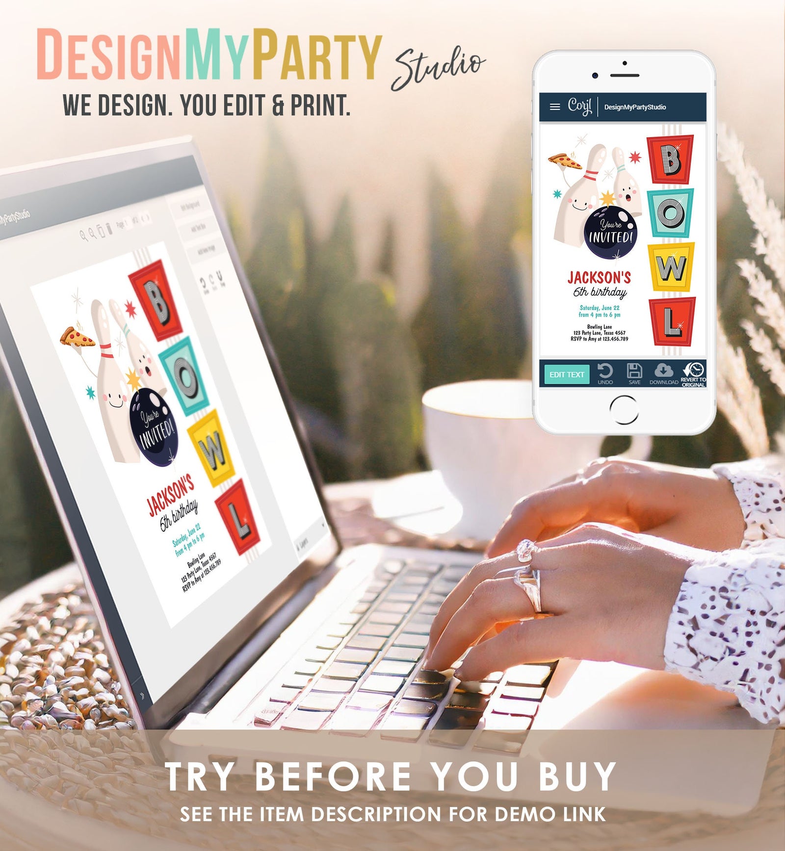 Editable Bowling Birthday Invitation Strike Up Some Fun Boy Girl Bowling Party Pizza Teen Retro Digital Download Template Printable 0505