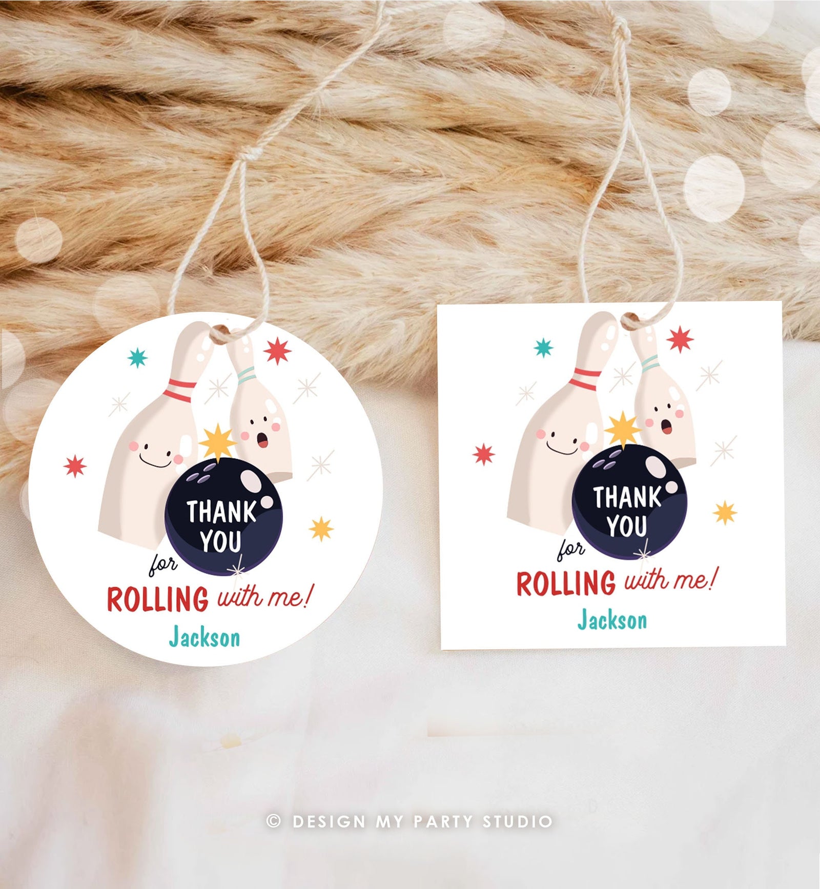 Editable Bowling Favor tag Bowling Party Boy Bowling Thank you tag Label Sticker Rolling With Me Bowling Birthday Digital Download 0505