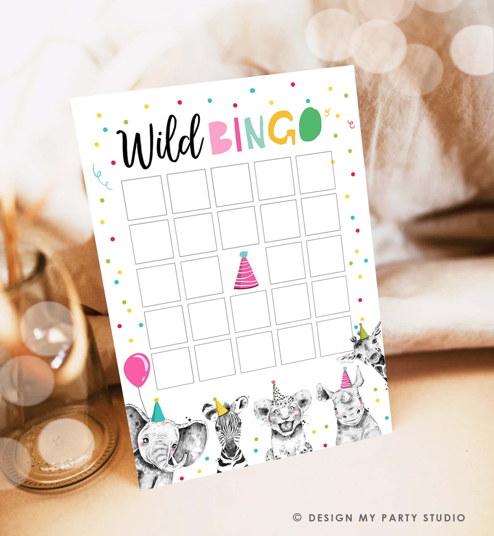 Editable Wild Bingo Birthday Game Party Animals Safari Animals Safari Bingo Work Party Classroom Activity Digital Template Printable 0322