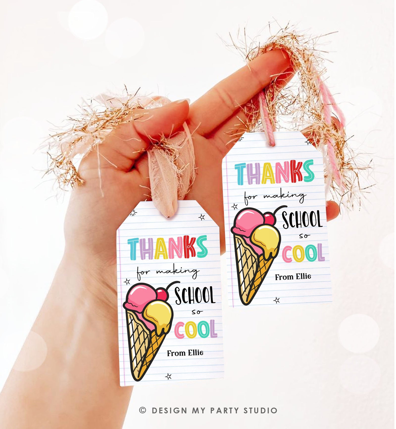 Editable Summer Ice Cream Teacher Appreciation Tag Kids End Of School Year Scoop Cool Thank You Classroom Digital Template Printable 0464