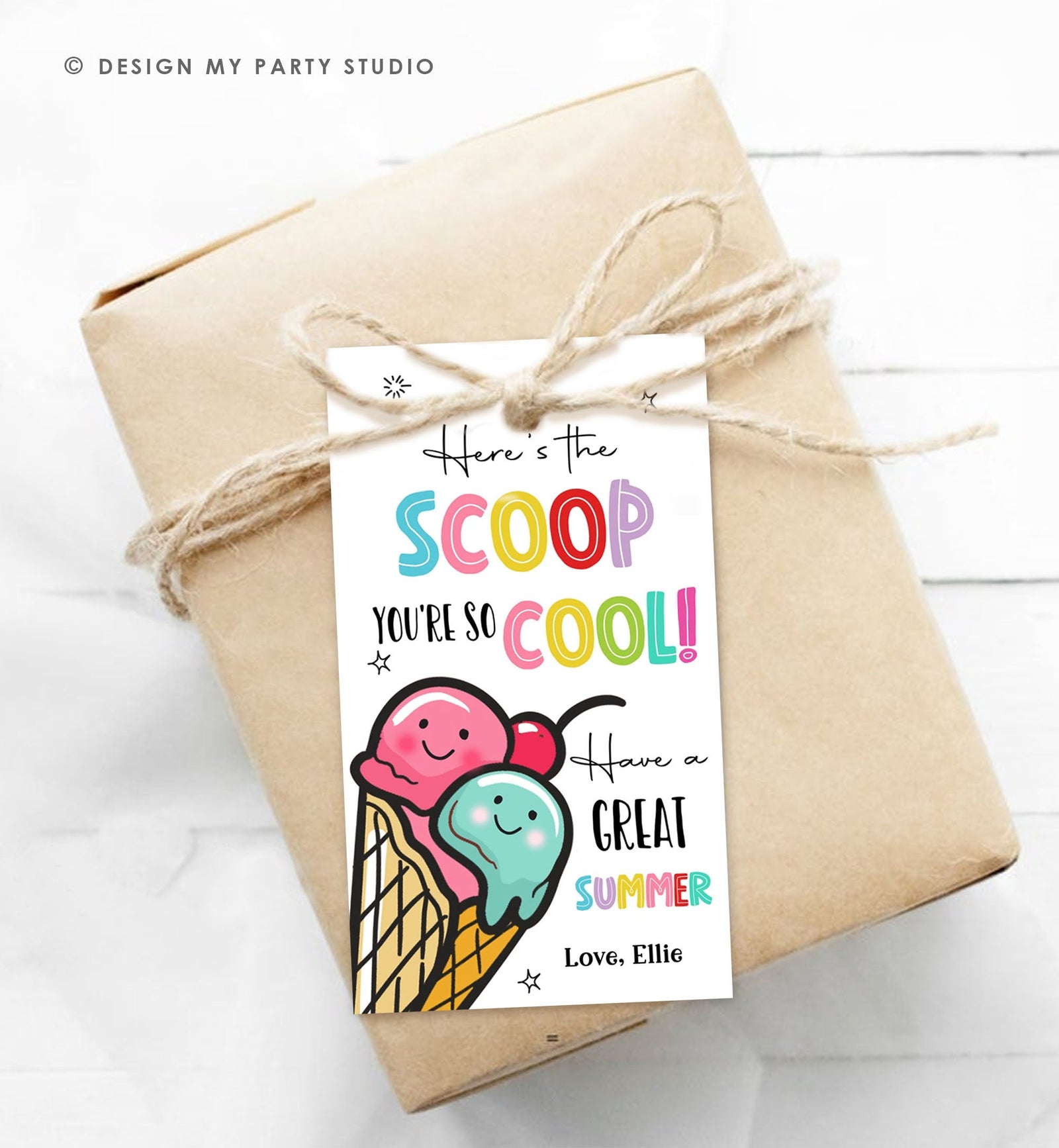 Editable Summer Ice Cream Teacher Appreciation Tag Kids End Of School Year Scoop Cool Thank You Classroom Digital Template Printable 0464