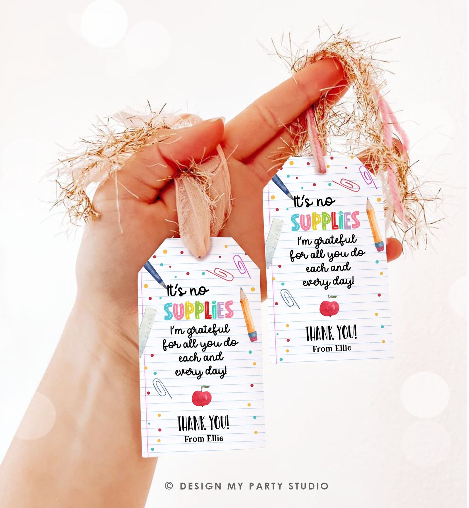 Editable Teacher Appreciation Tags Teacher Tag End of School Year Appreciation Week It's No Supplies You're Amazing Template Printable 0464