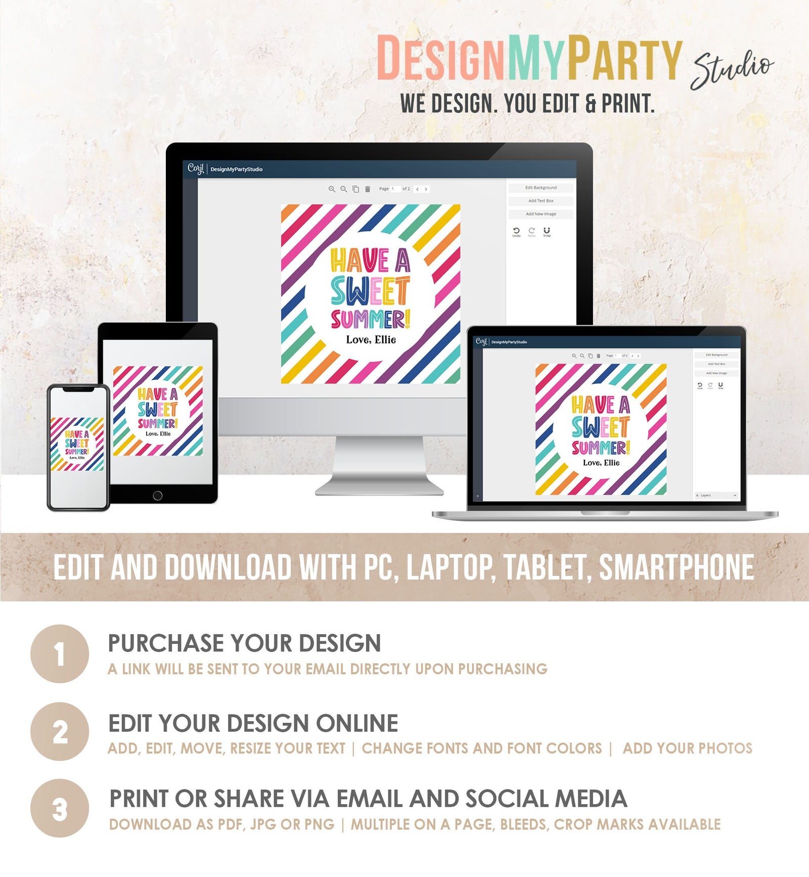 Editable Last Day of School Tag Sweet Summer Teacher Thank You Gift Tag Kids Classmate End Of School Year Preschool Template Printable 0464