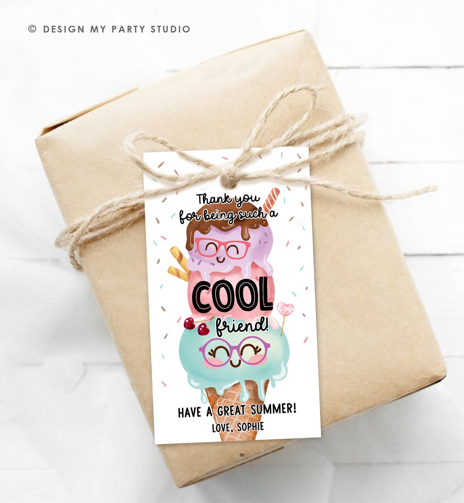 Editable Last Day of School Tag Cool Friend Ice Tag Summer End Of School Year Tag Freeze Cool Treat Summer Digital Template Printable 0464