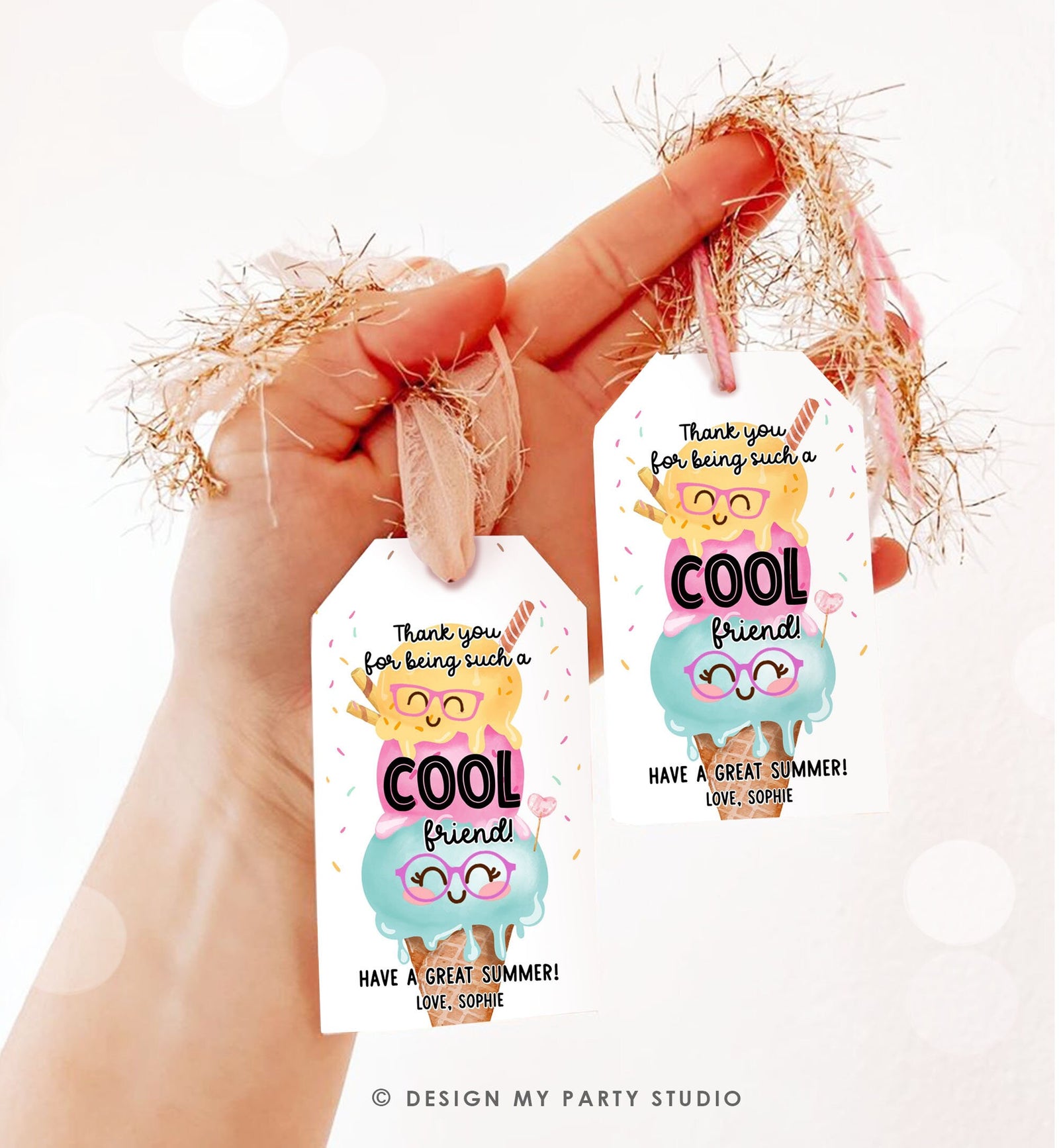 Editable Last Day of School Tag Cool Friend Ice Tag Summer End Of School Year Ice Cream Cool Treat Summer Digital Template Printable 0464
