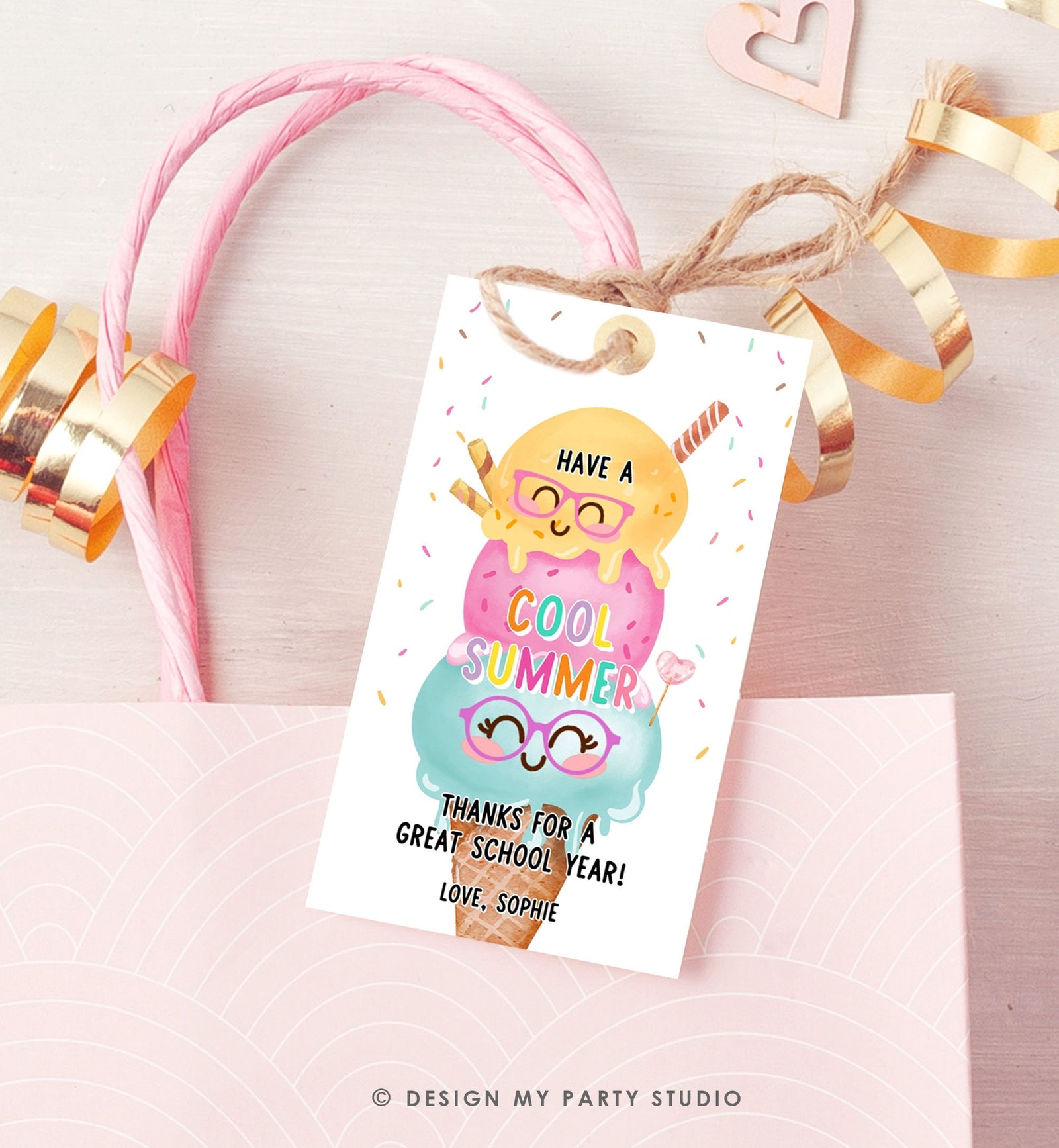 Editable Last Day of School Tag Stay Cool Ice Tag Summer End Of School Year Tag Ice Cream Sweet Cool Treat Digital Template Printable 0464