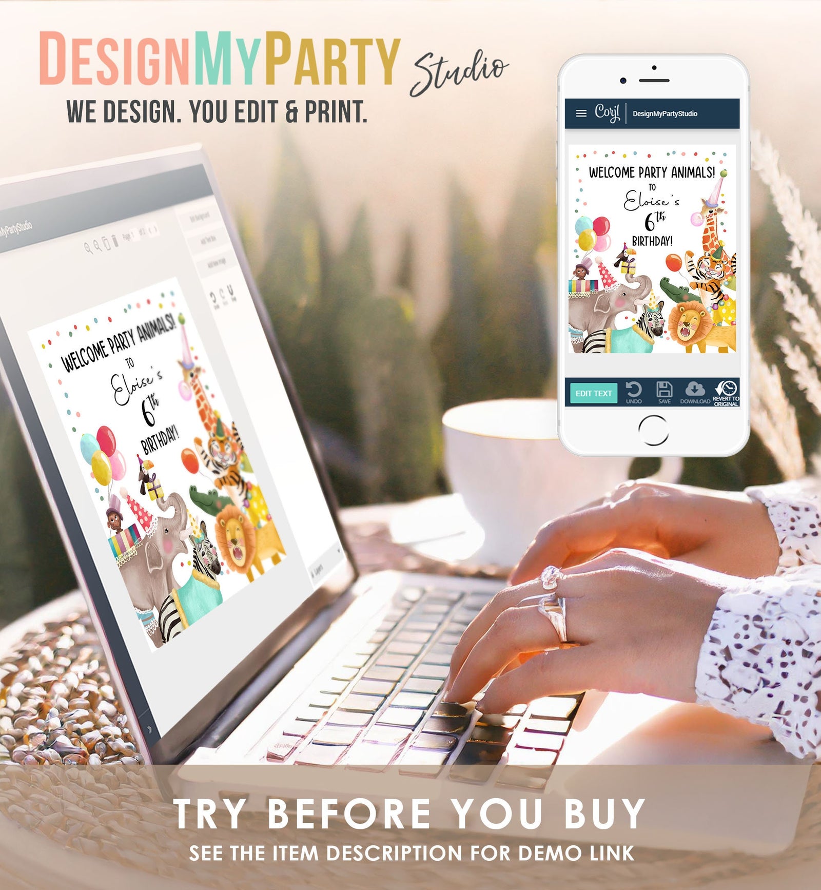 Editable Party Animals Welcome Sign Party Animal Sign Zoo Safari Welcome Jungle Sign Birthday Animals Girl Digital Template Printable 0482