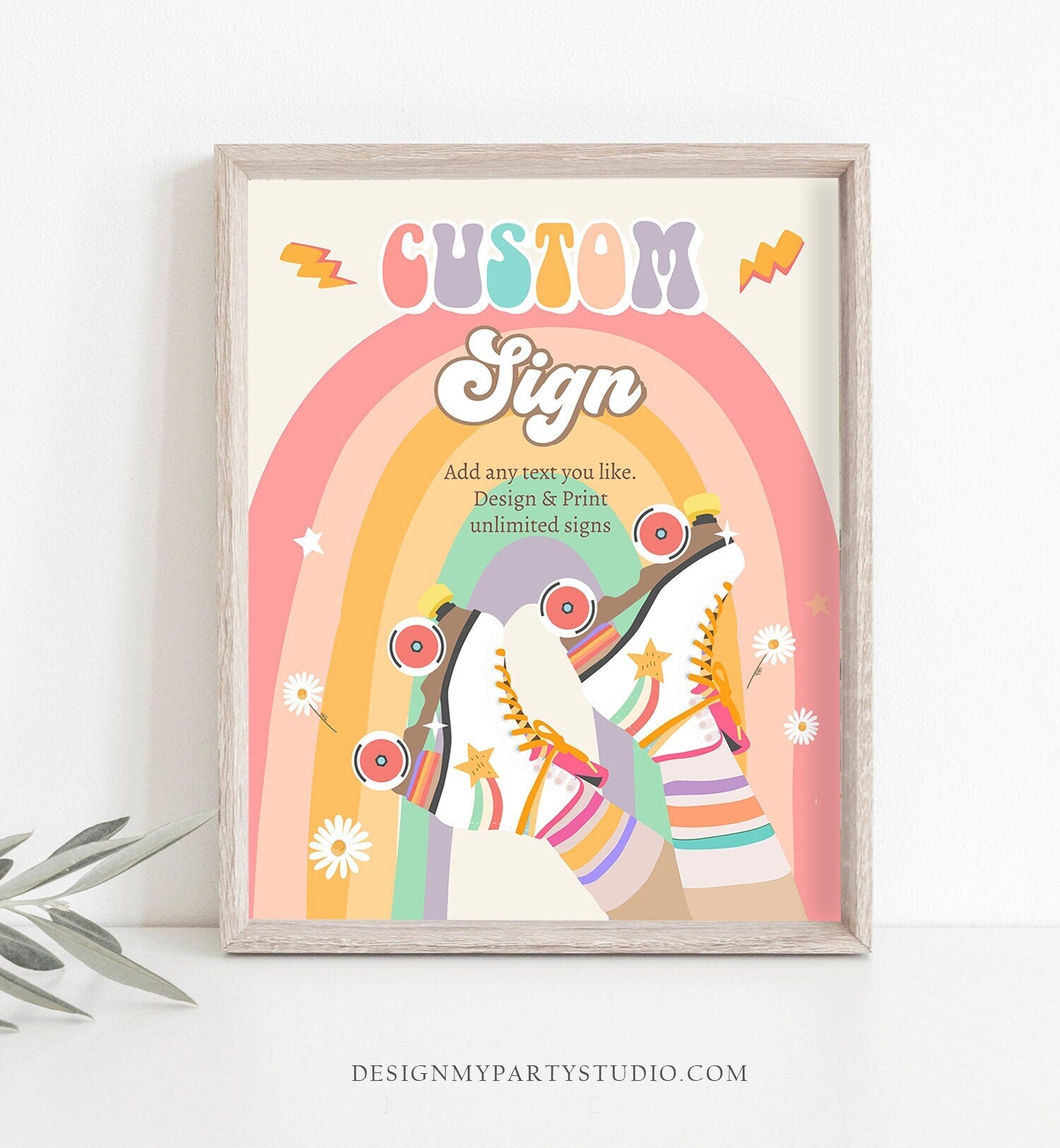 Editable Custom Sign Retro Roller Skate Birthday Party Sign Roller Skate Party Skating Roller Rink Sign 8x10 Digital Template Printable 0435