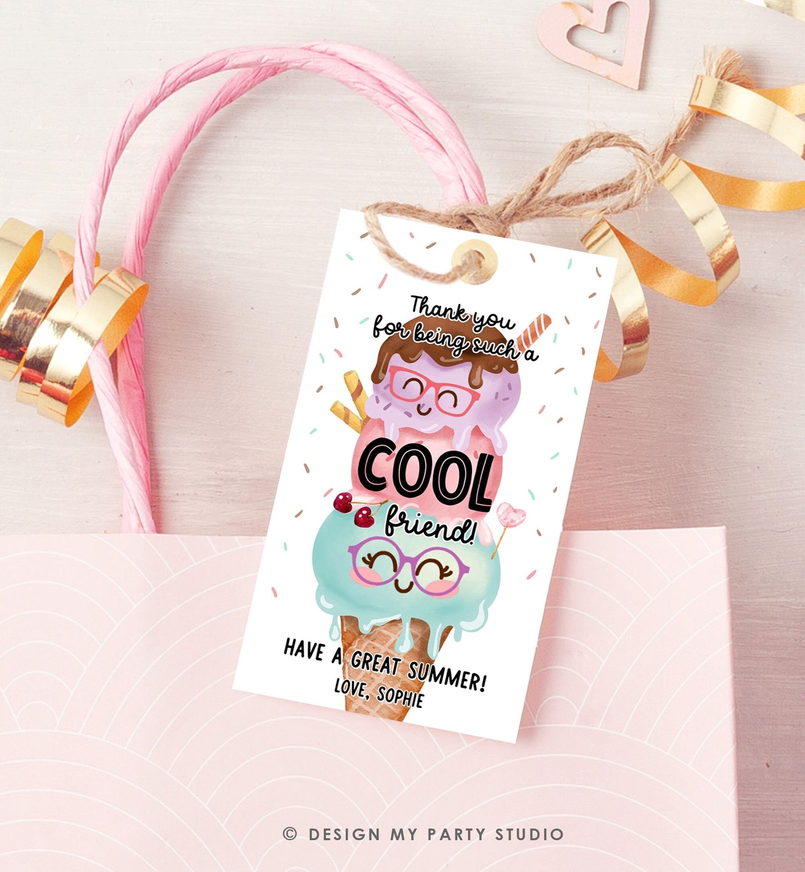 Editable Last Day of School Tag Cool Friend Ice Tag Summer End Of School Year Tag Freeze Cool Treat Summer Digital Template Printable 0464