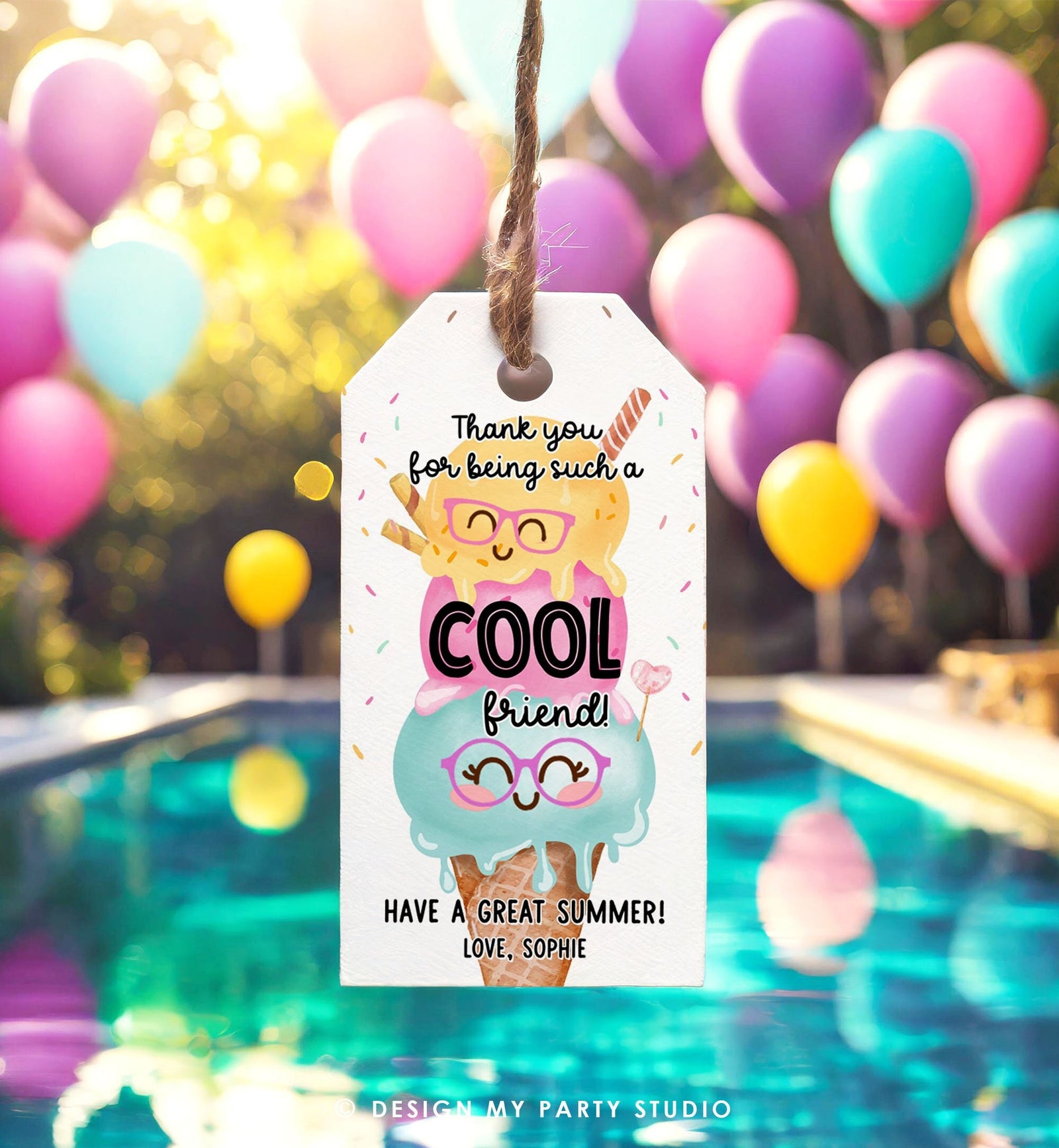 Editable Last Day of School Tag Cool Friend Ice Tag Summer End Of School Year Tag Freeze Cool Treat Summer Corjl Template Printable 0464