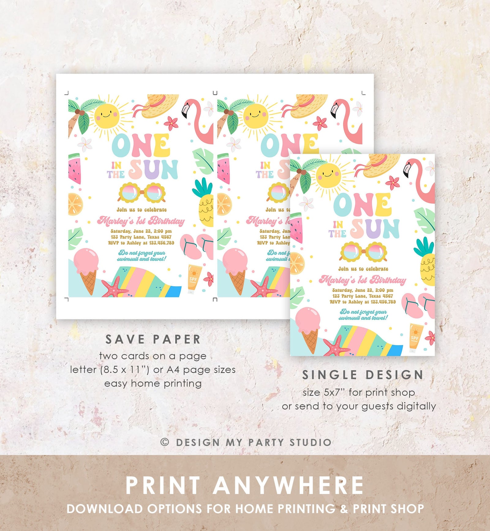 Editable Splish Splash Birthday Invitation Pool Party Girl Summer Waterslide Water Party Pink Digital Download Template Printable 0465