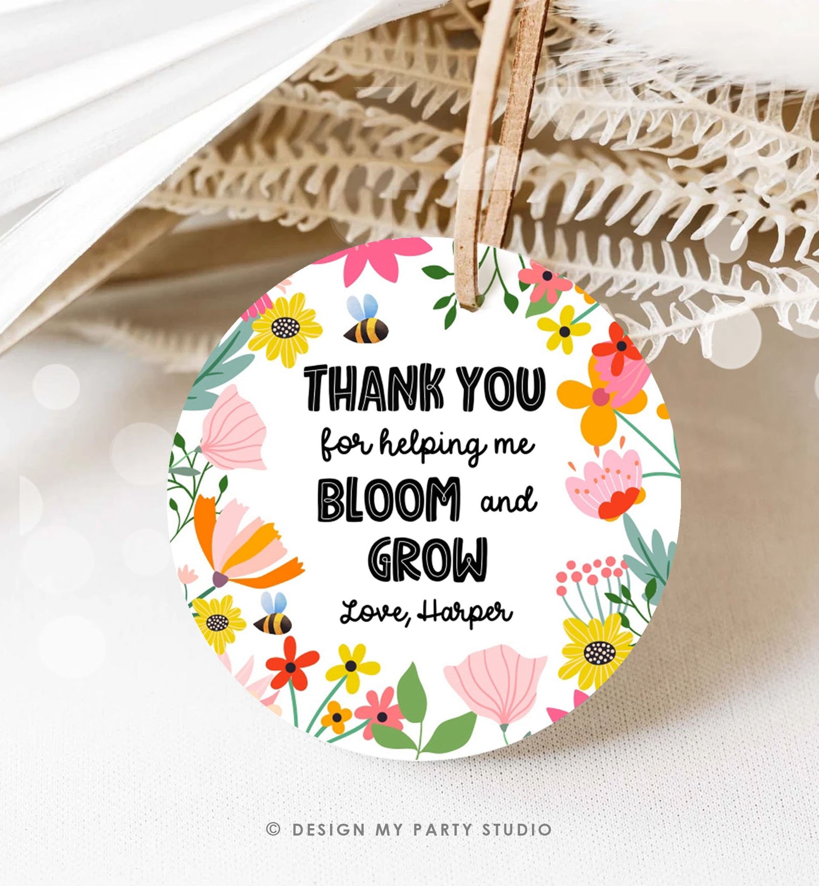 Editable Teacher Appreciation Tag Thank You for Helping me Bloom Plant Flower Gift Tag Cactus Plant Tag Digital Template Printable 0464