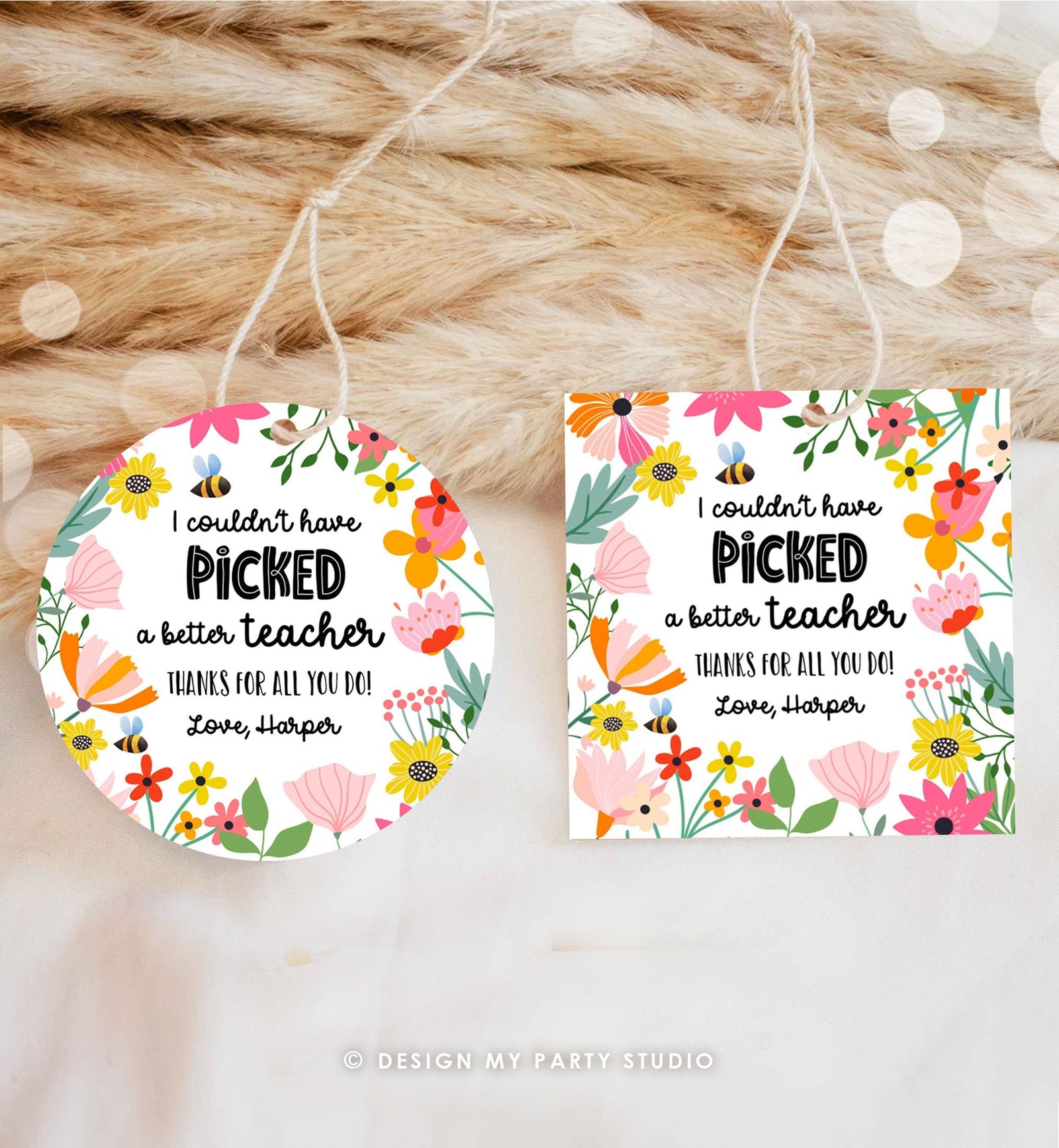 Editable Teacher Appreciation Tag Thank You Couldn't Have Picked a Better Teacher Flower Gift Tag Plant Tag Digital Template Printable 0464