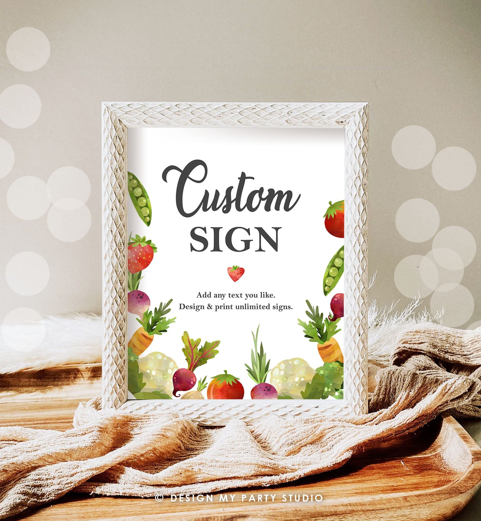 Editable Custom Sign Locally Grown Birthday Party Baby Shower Sign Fruits and Veggies Farmers Market 8x10 Digital Download Printable 0144