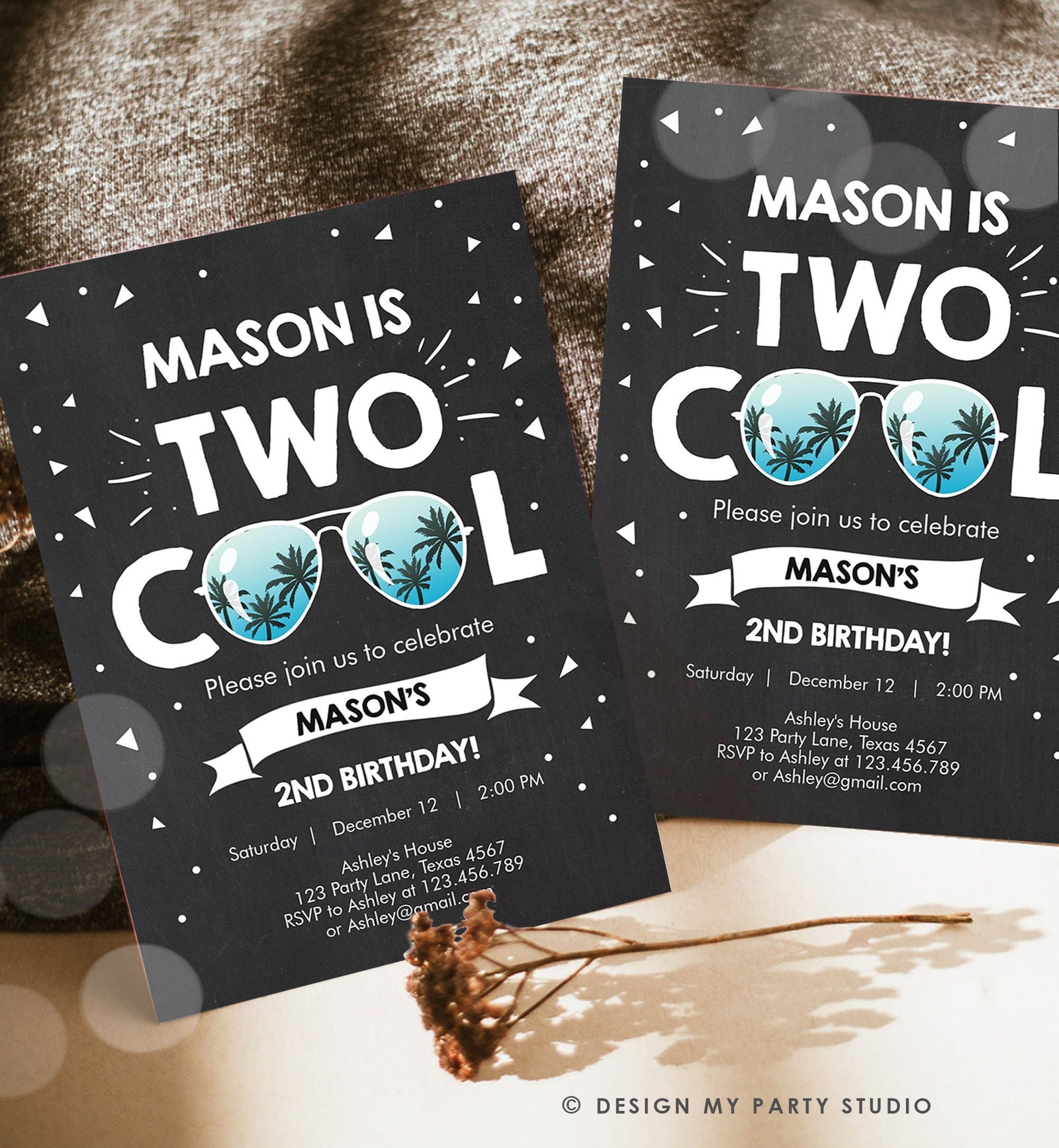 Editable Two Cool Birthday Invitation Boy Second Birthday Party 2nd I'm this Many Two Cool Digital Download Evite Template Printable 0136