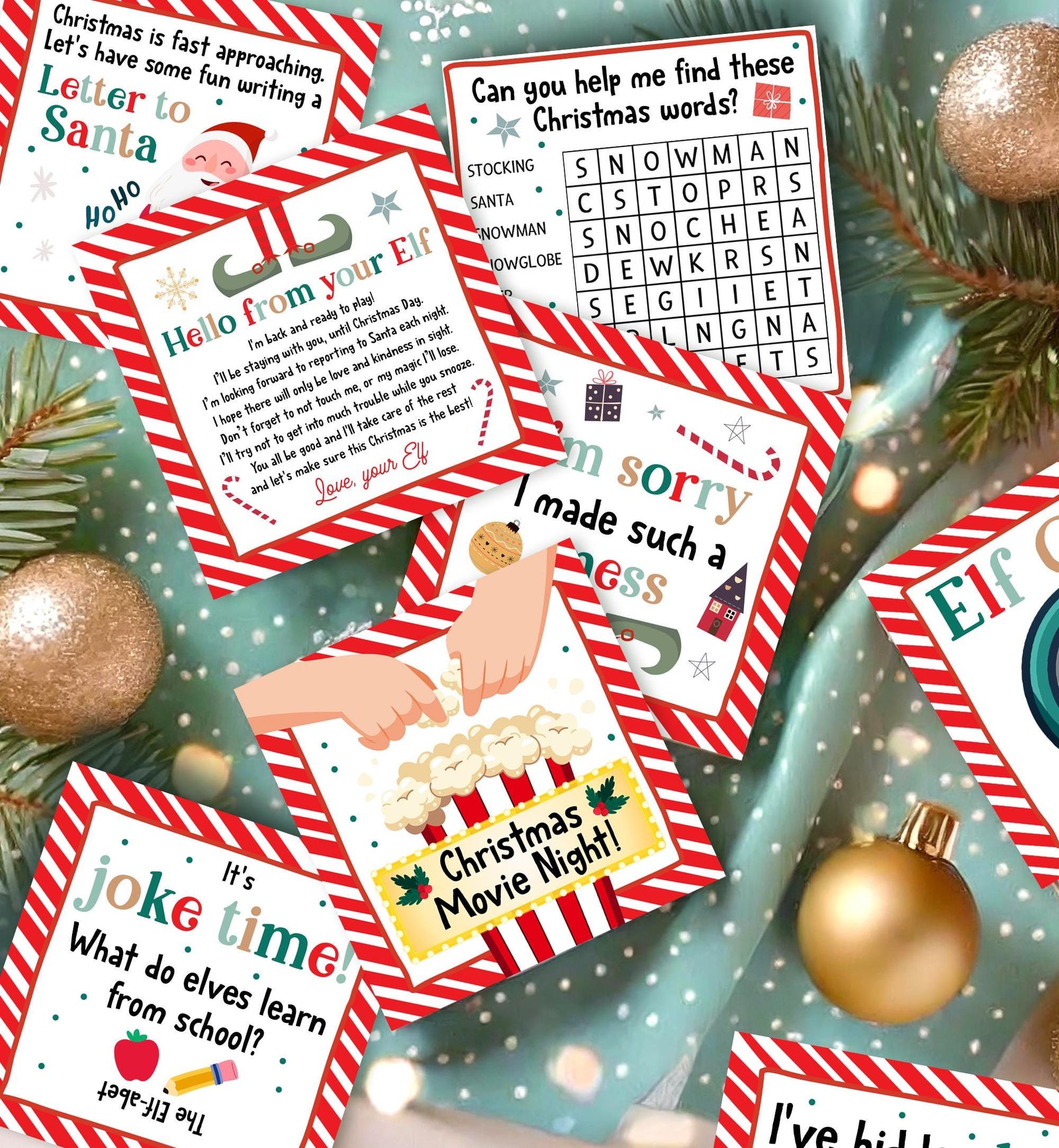 Elf Activity Bundle 24 Days Elf Note Cards Kit Bundle Christmas Elf Props Elf Activities Elf Letters Elf Ideas Games Instant Download 0008