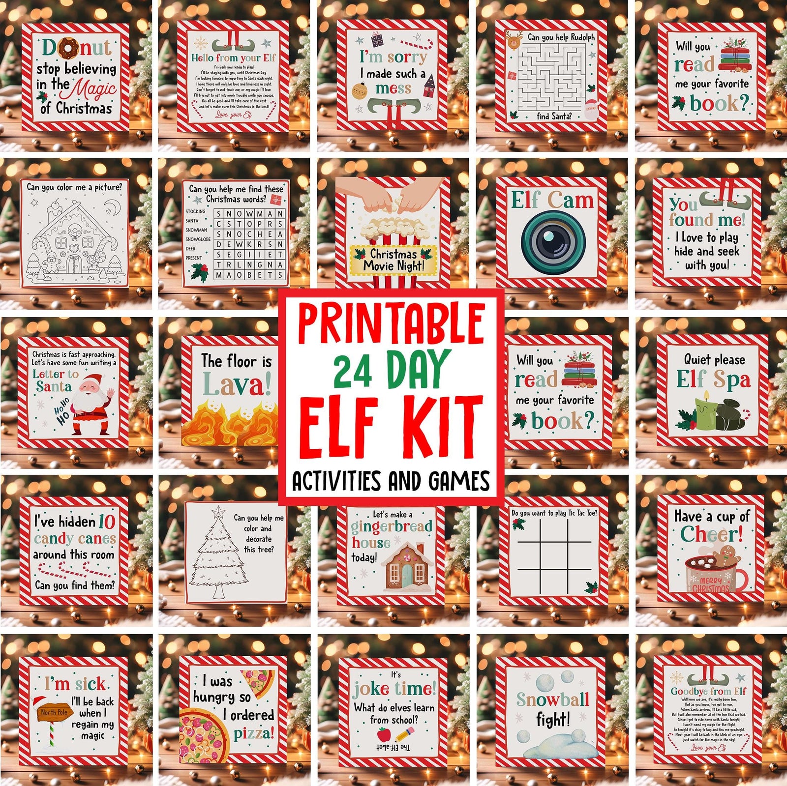 Elf Kit 24 Days Mega Bundle Christmas Elf Props Kit Elf Activities Elf Notes Elf Letters Elf Ideas Games Bundle DIY Instant Download 0008