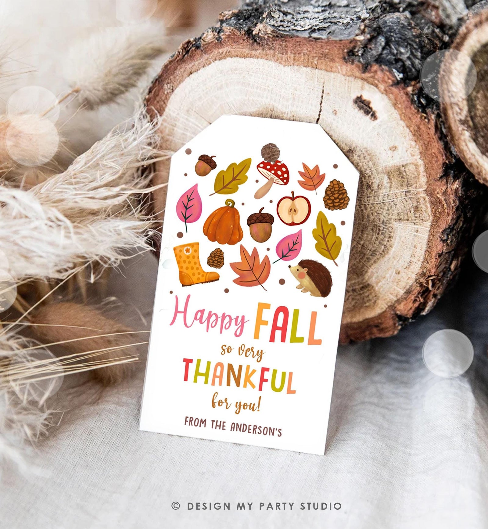 Editable Happy Fall Gift Tags Thanksgiving Favor Tag Teacher Appreciation Thankful for You Leaves Download Printable Template 0464 0516