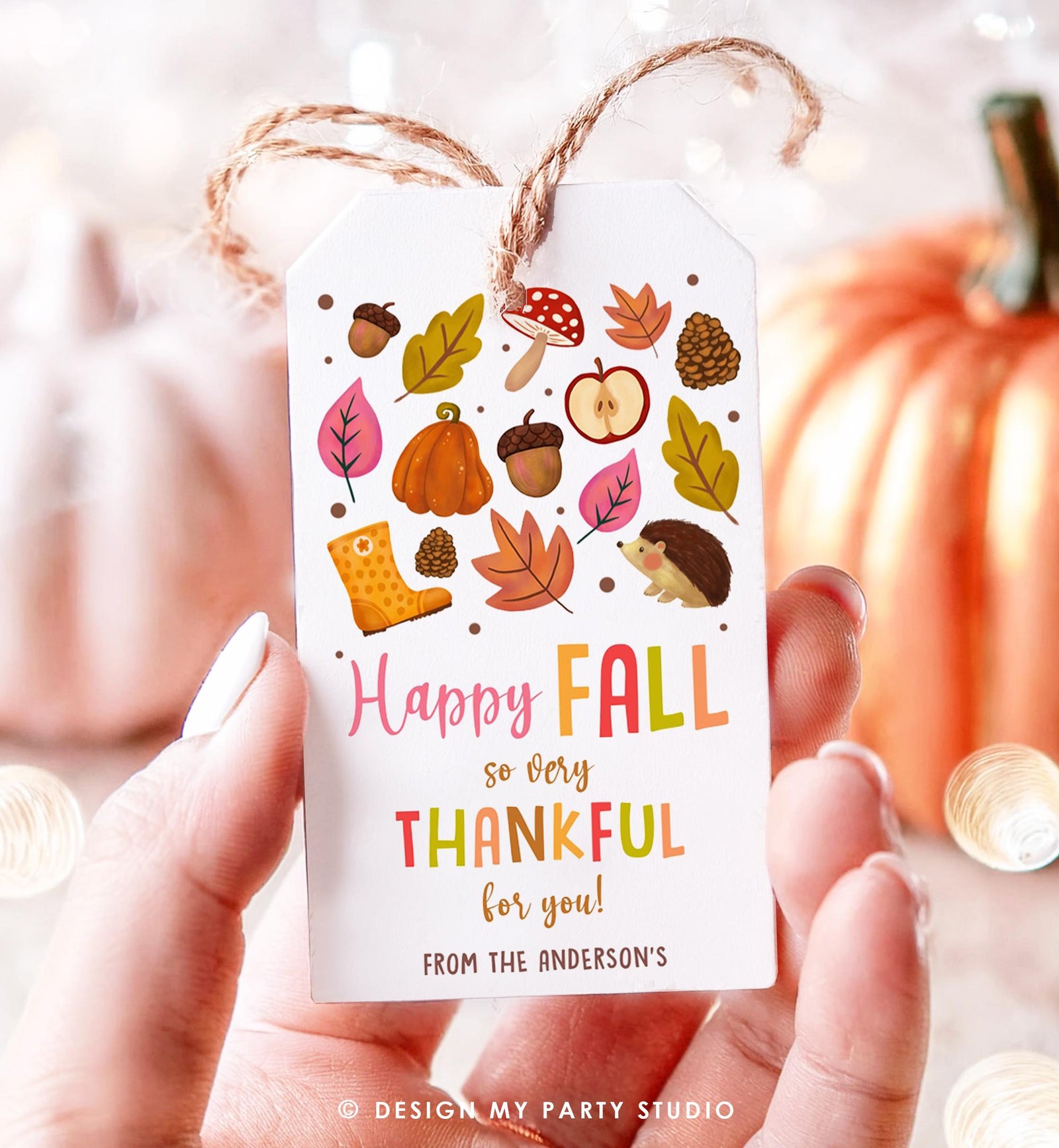 Editable Happy Fall Gift Tags Thanksgiving Favor Tag Teacher Appreciation Thankful for You Leaves Download Printable Template 0464 0516