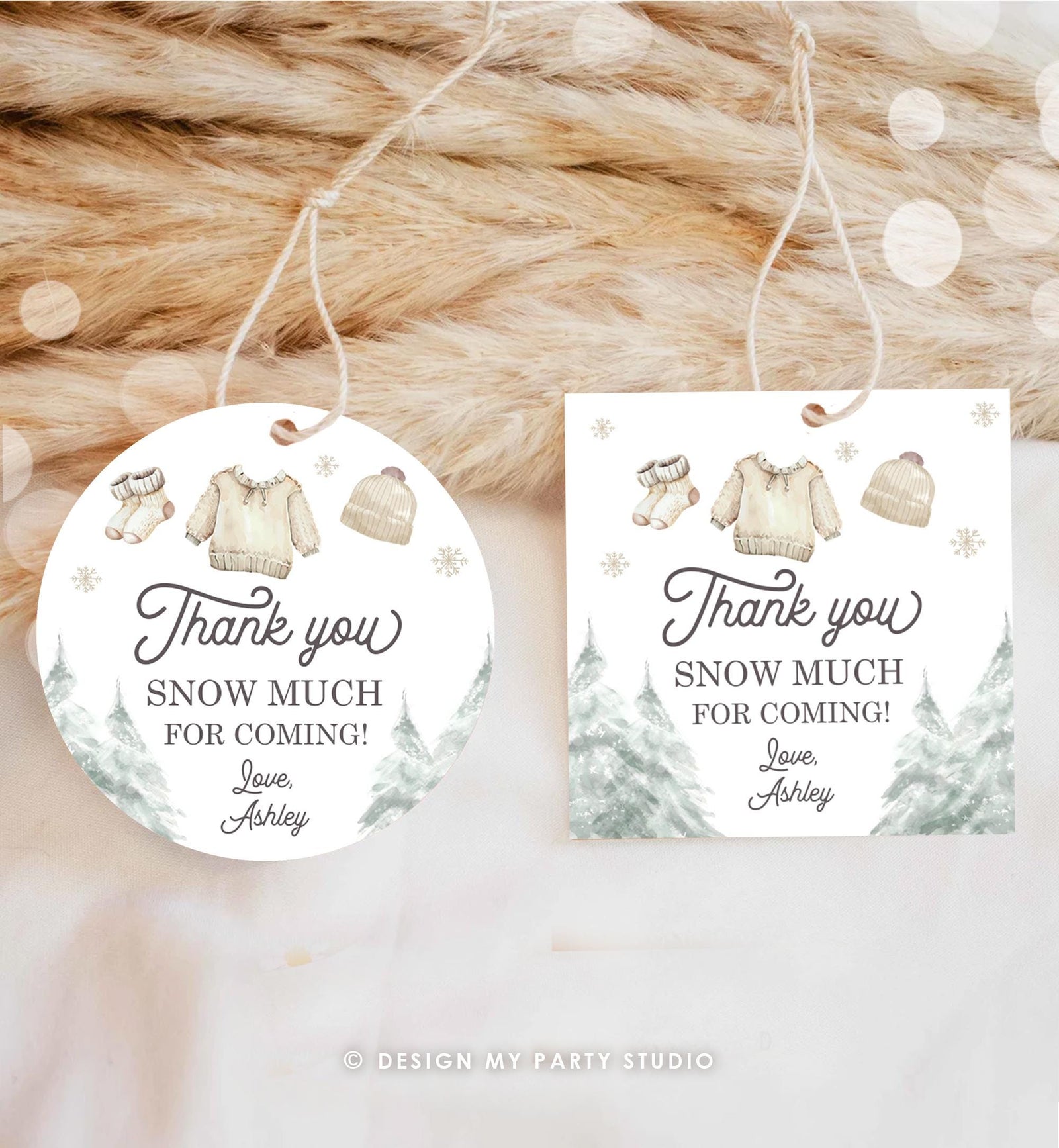 Editable Winter Baby Clothes Baby Shower Favor Tag Baby It's Cold Outside Christmas Watercolor Digital Download Template Printable 0491