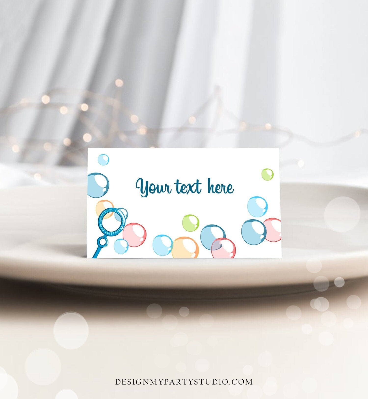 Editable Bubble Birthday Food Labels Bubbles Party Place Tent Card Insert Card Boy Birthday Pop Summer Digital Template Printable 0035