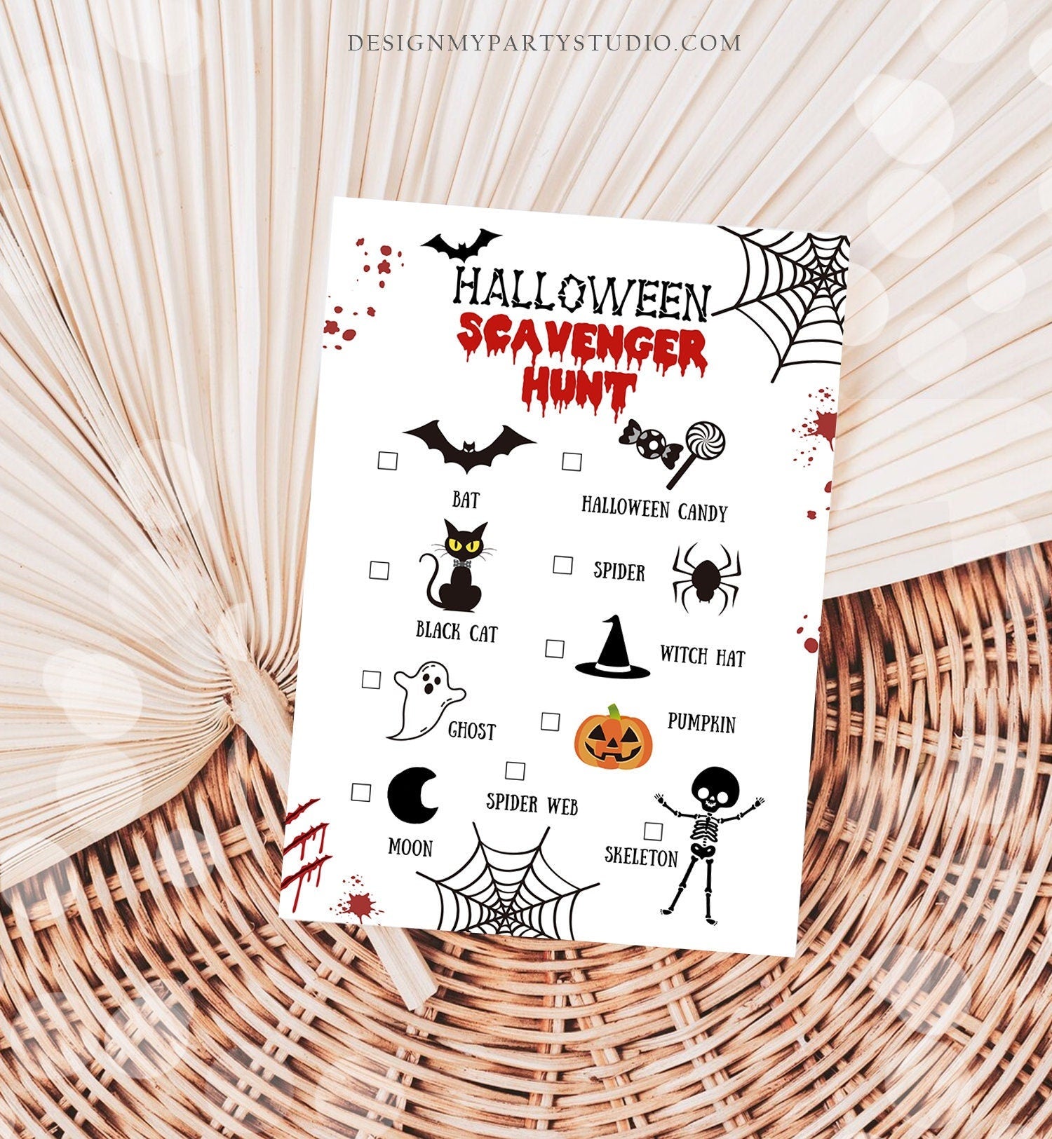 Editable Halloween Scavenger Hunt Halloween Party Game for Kids Classroom Office Party Neighborhood Digital Download Template Printable 009