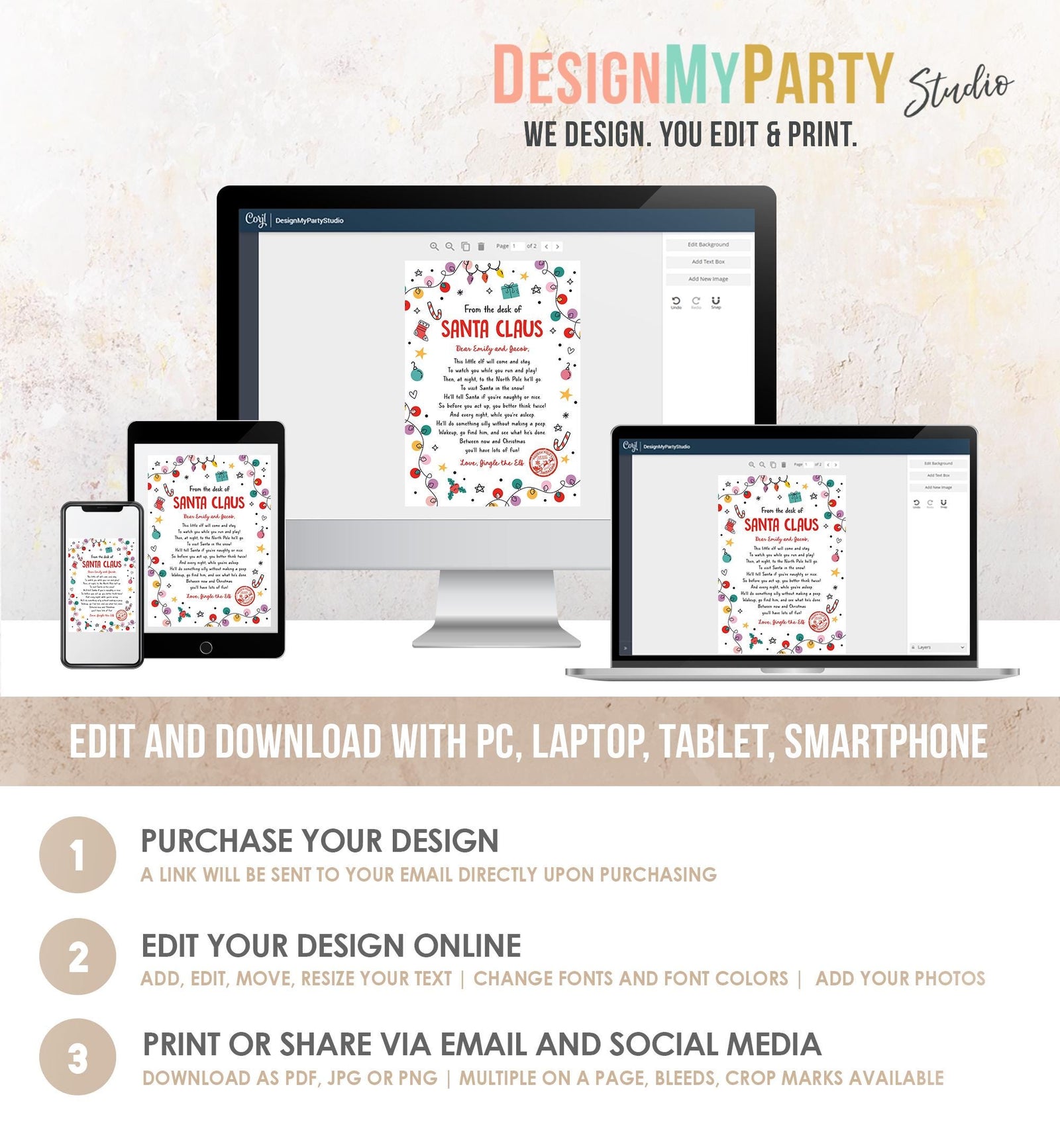 Editable From the Desk of Santa Claus First Time Elf Arrival Letter Return Letter Christmas Elf I'm Back Digital Template Printable 0521