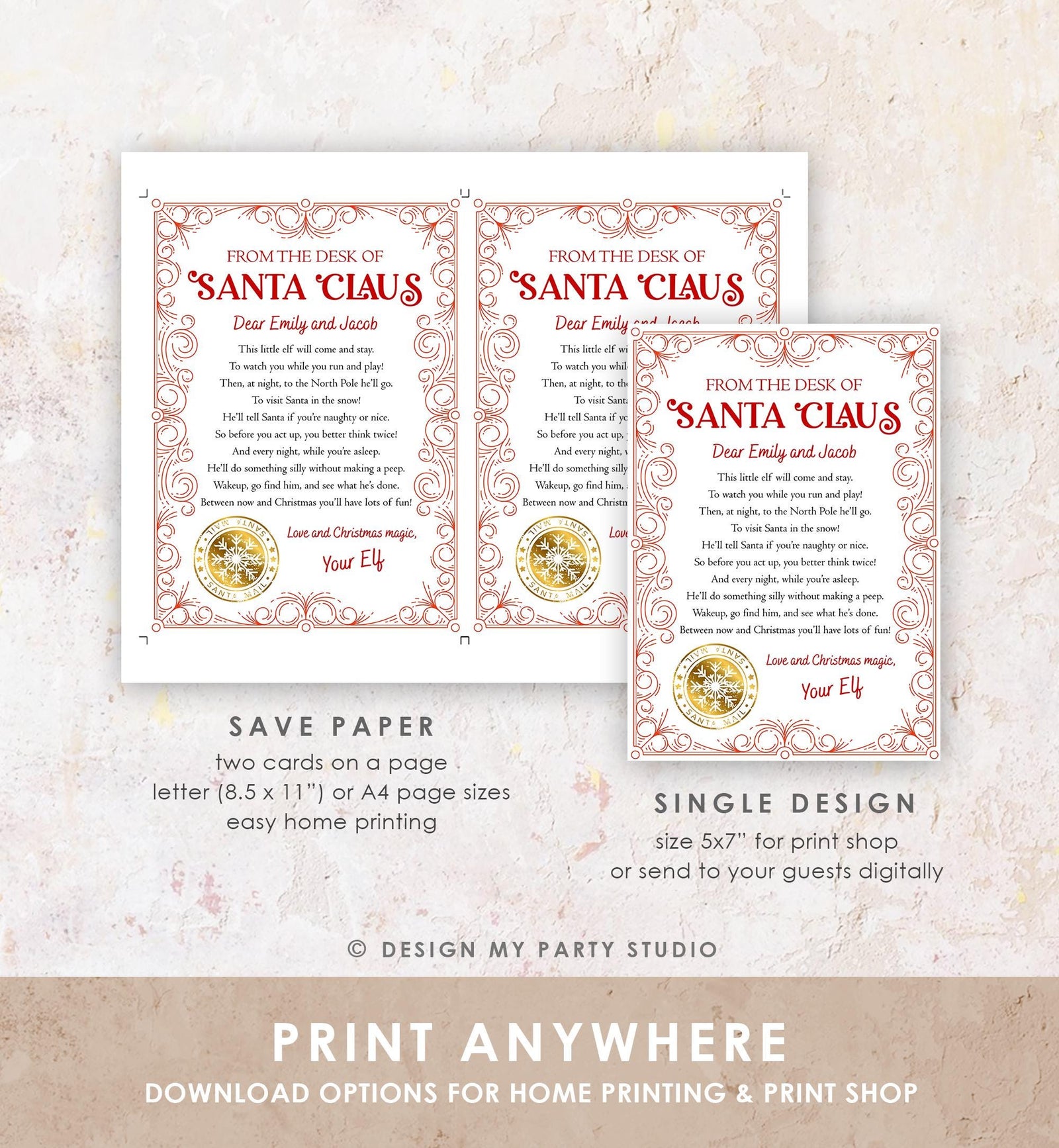 Editable From the Desk of Santa Claus First Time Elf Arrival Letter Return Letter Christmas Elf I'm Back Digital Template Printable 0523