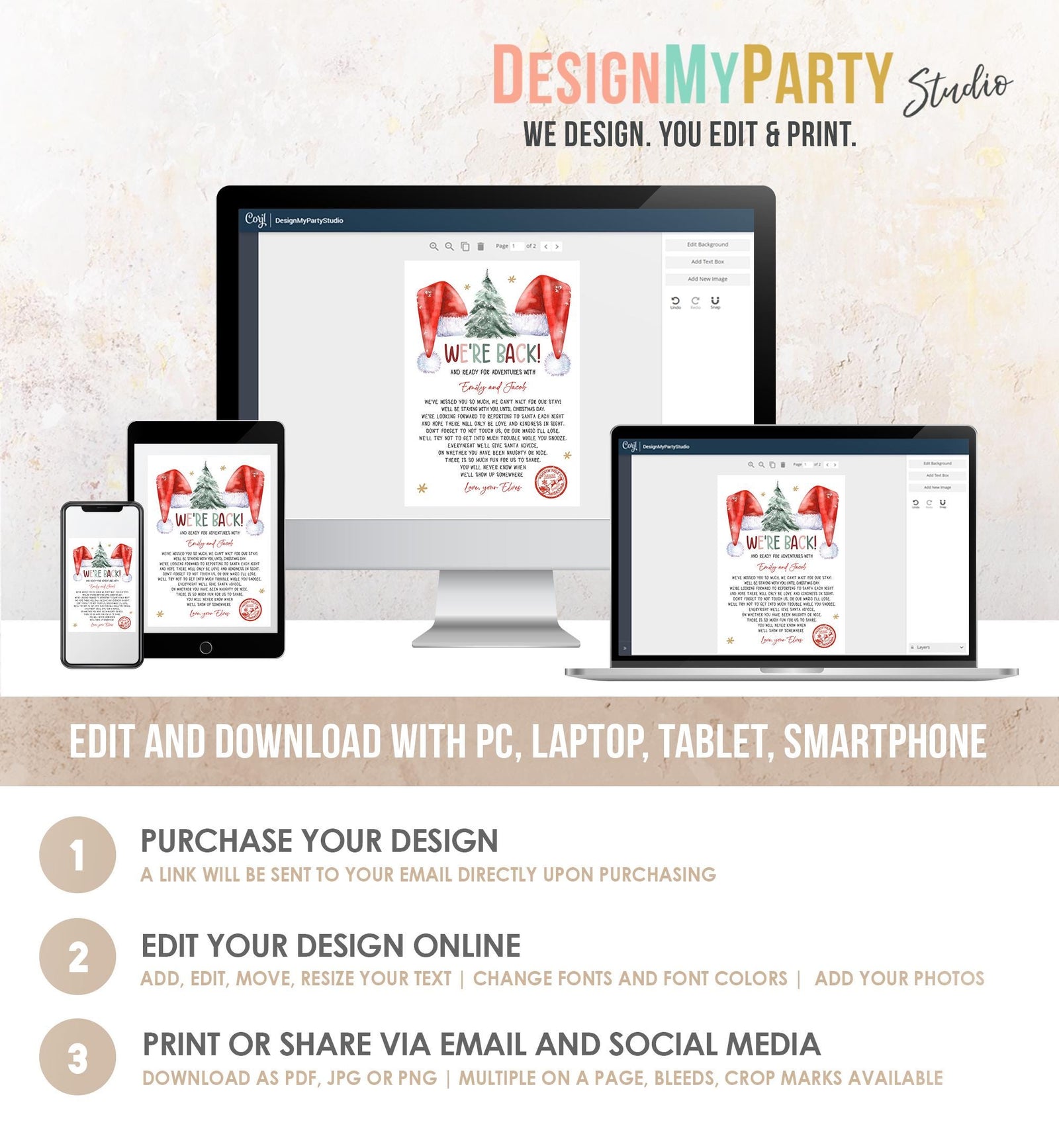 Editable Elf Arrival Letter Return Letter Christmas Elf We're Back Elf Welcome Hello Letter from Elves Boy and Girl Printable Template 0444